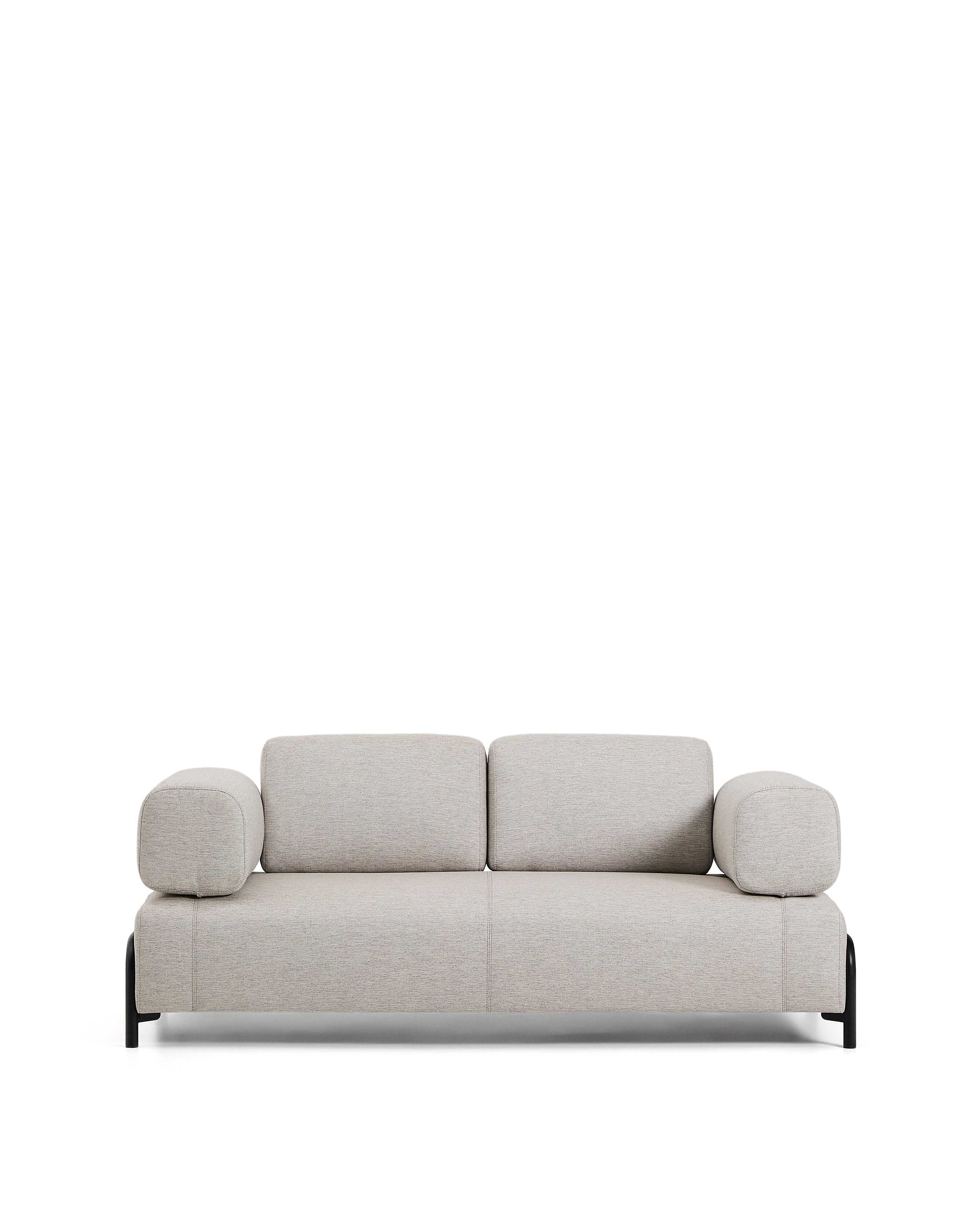 Compo 2-seater greige sofa with black metal frame 200 cm FSC Mix Credit - Product Image