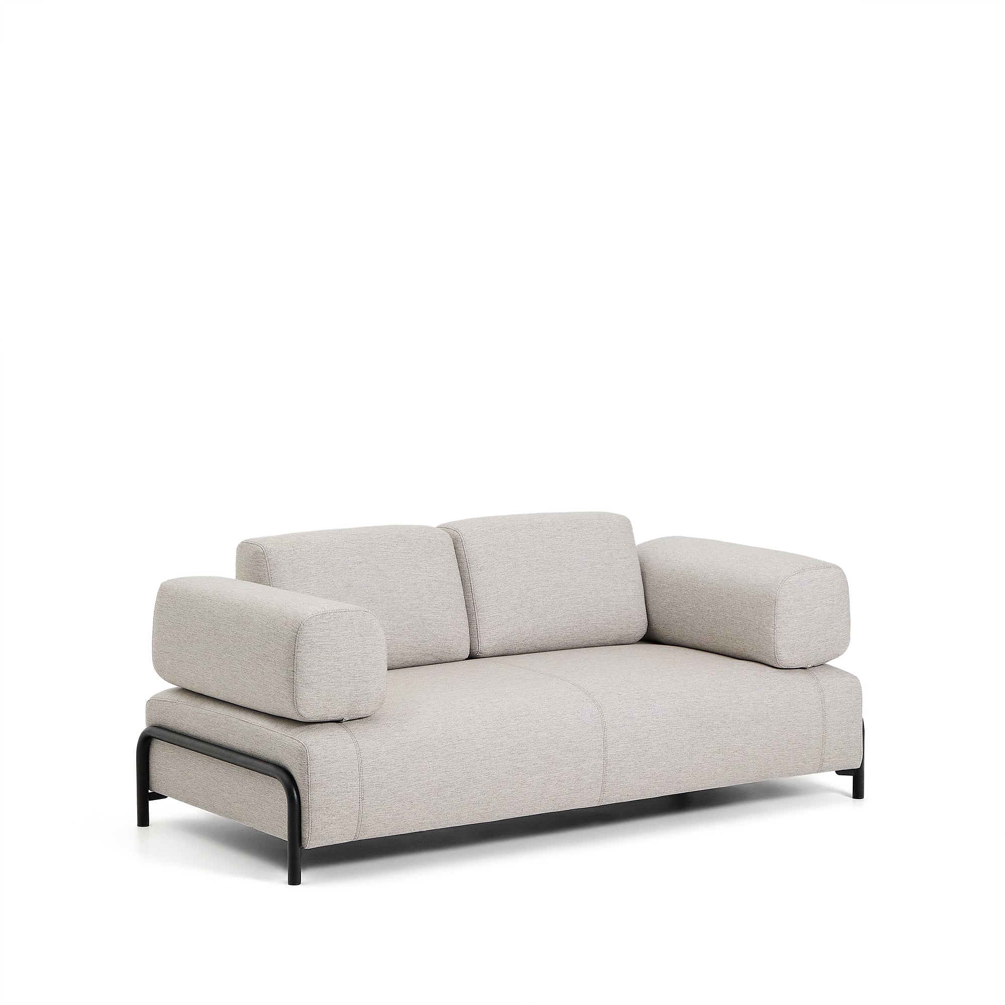 Compo 2-seater greige sofa with black metal frame 200 cm FSC Mix Credit - Product Image