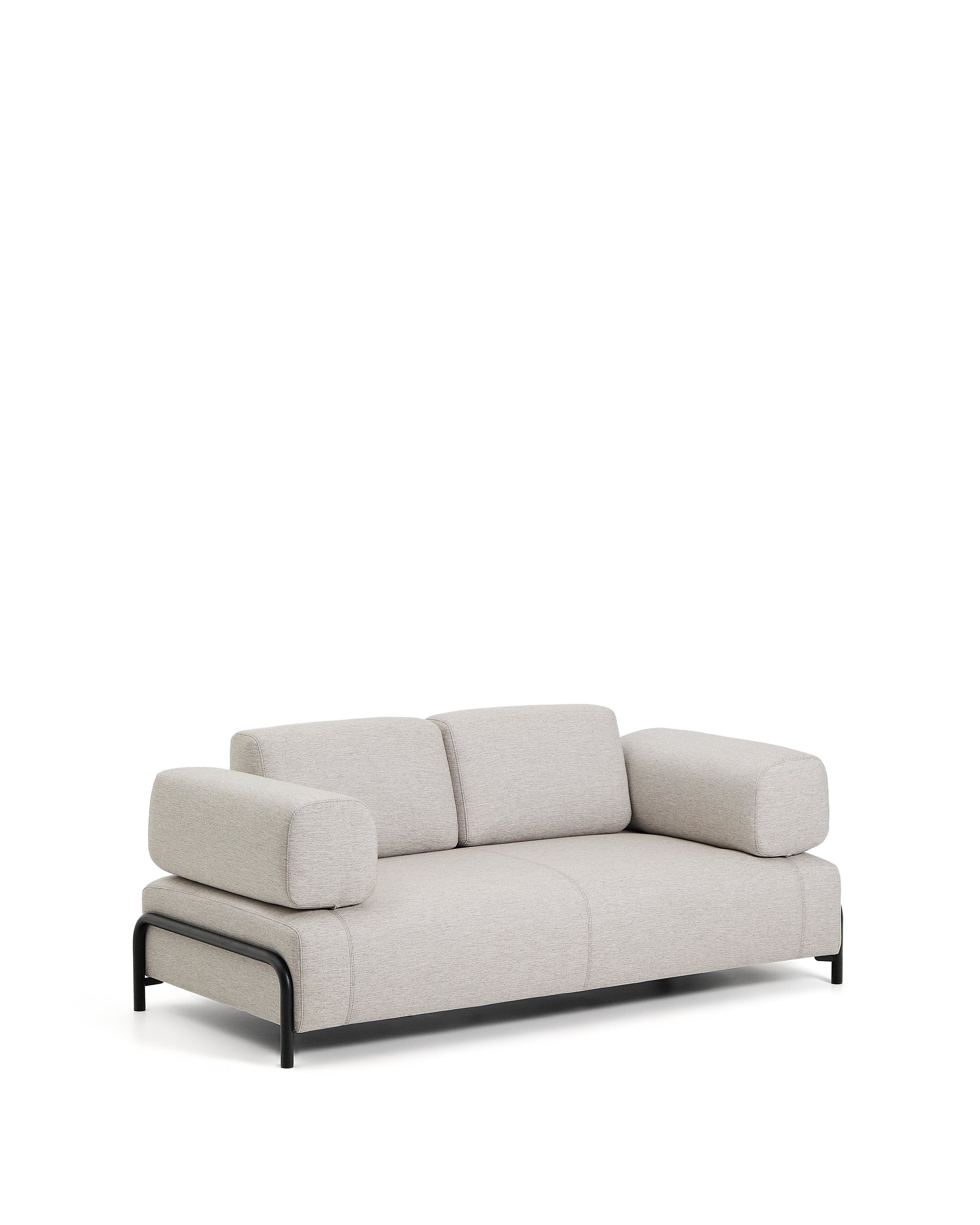 Compo 2-seater greige sofa with black metal frame 200 cm FSC Mix Credit - Product Image