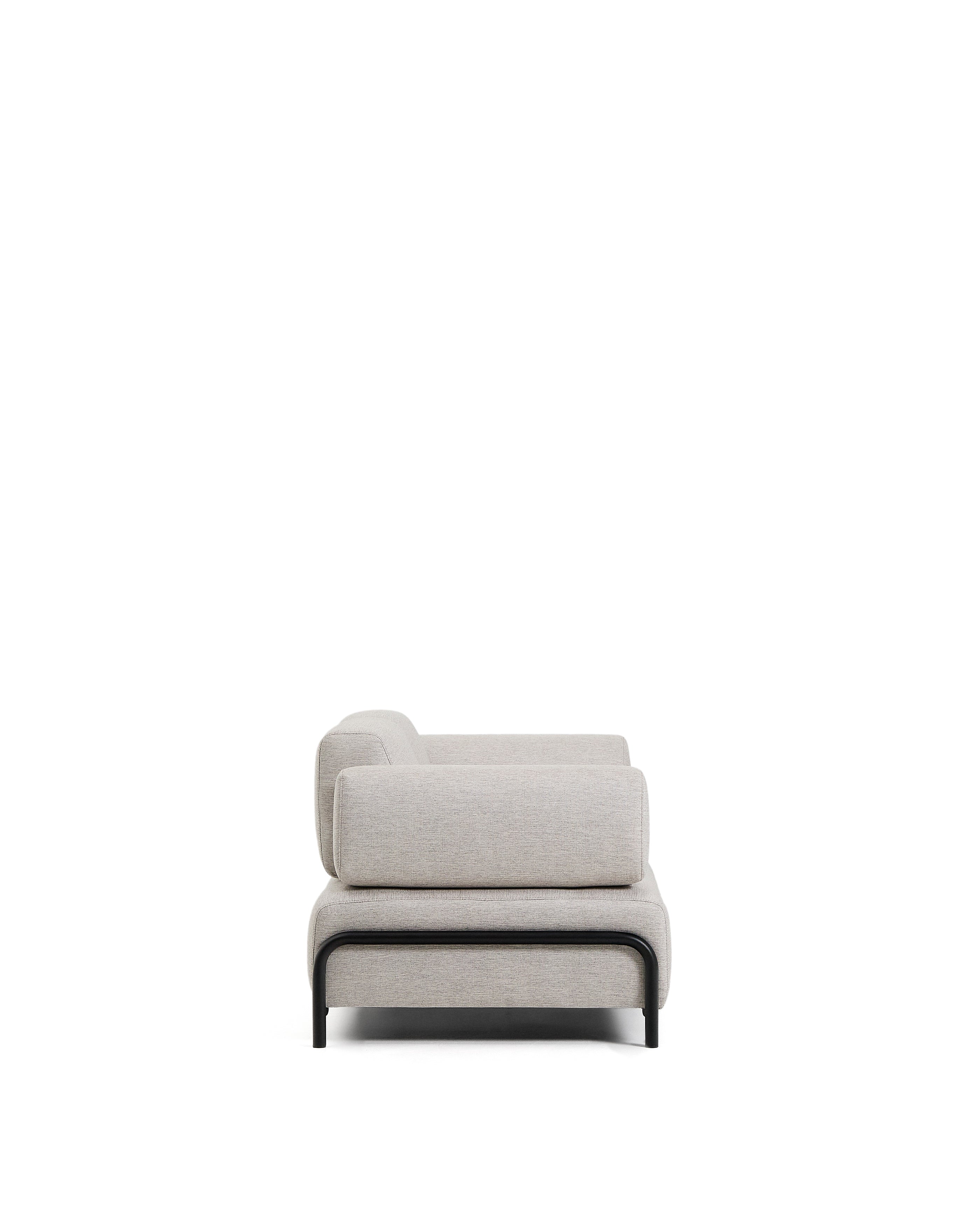 Compo 2-seater greige sofa with black metal frame 200 cm FSC Mix Credit - Product Image