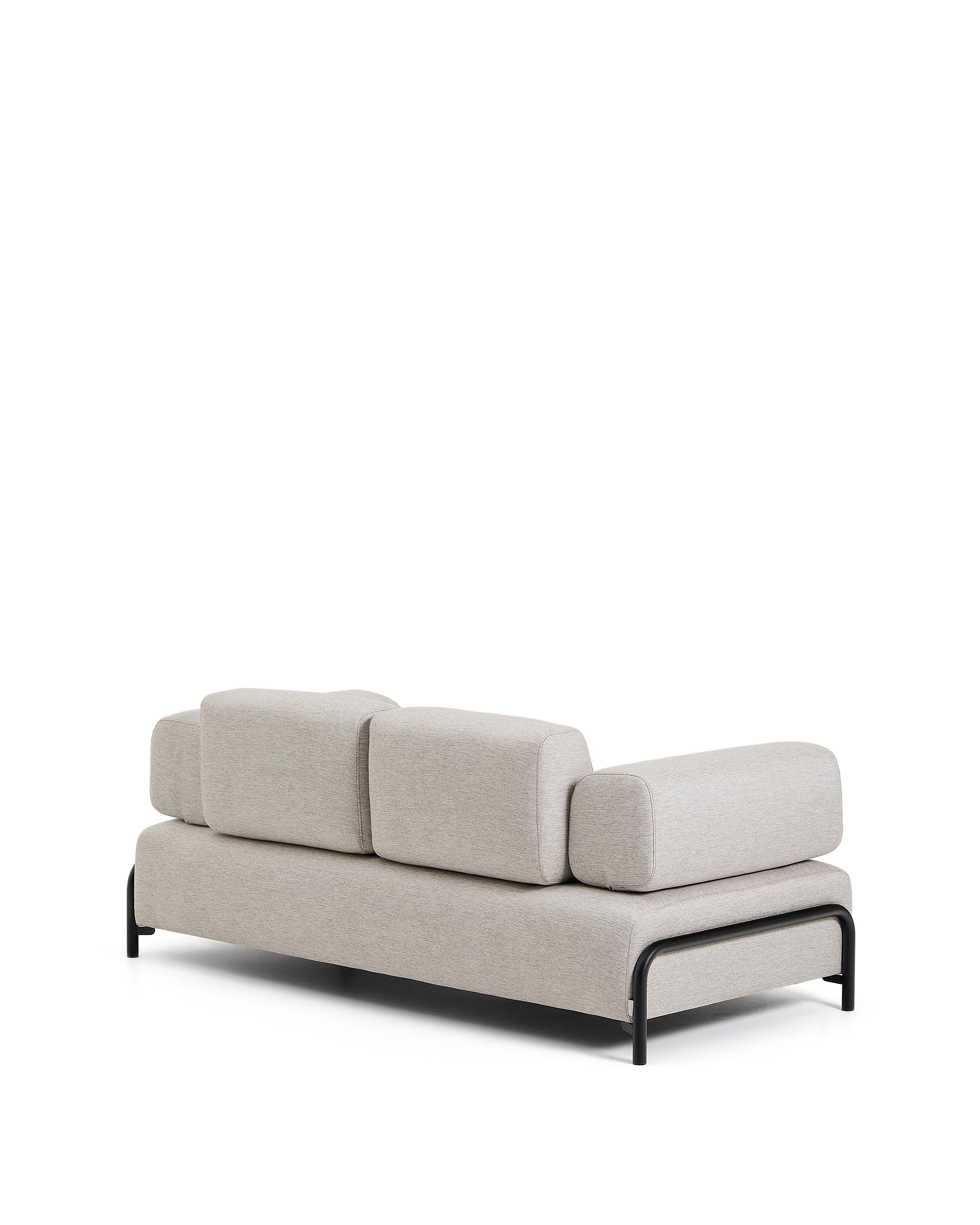 Compo 2-seater greige sofa with black metal frame 200 cm FSC Mix Credit - Product Image
