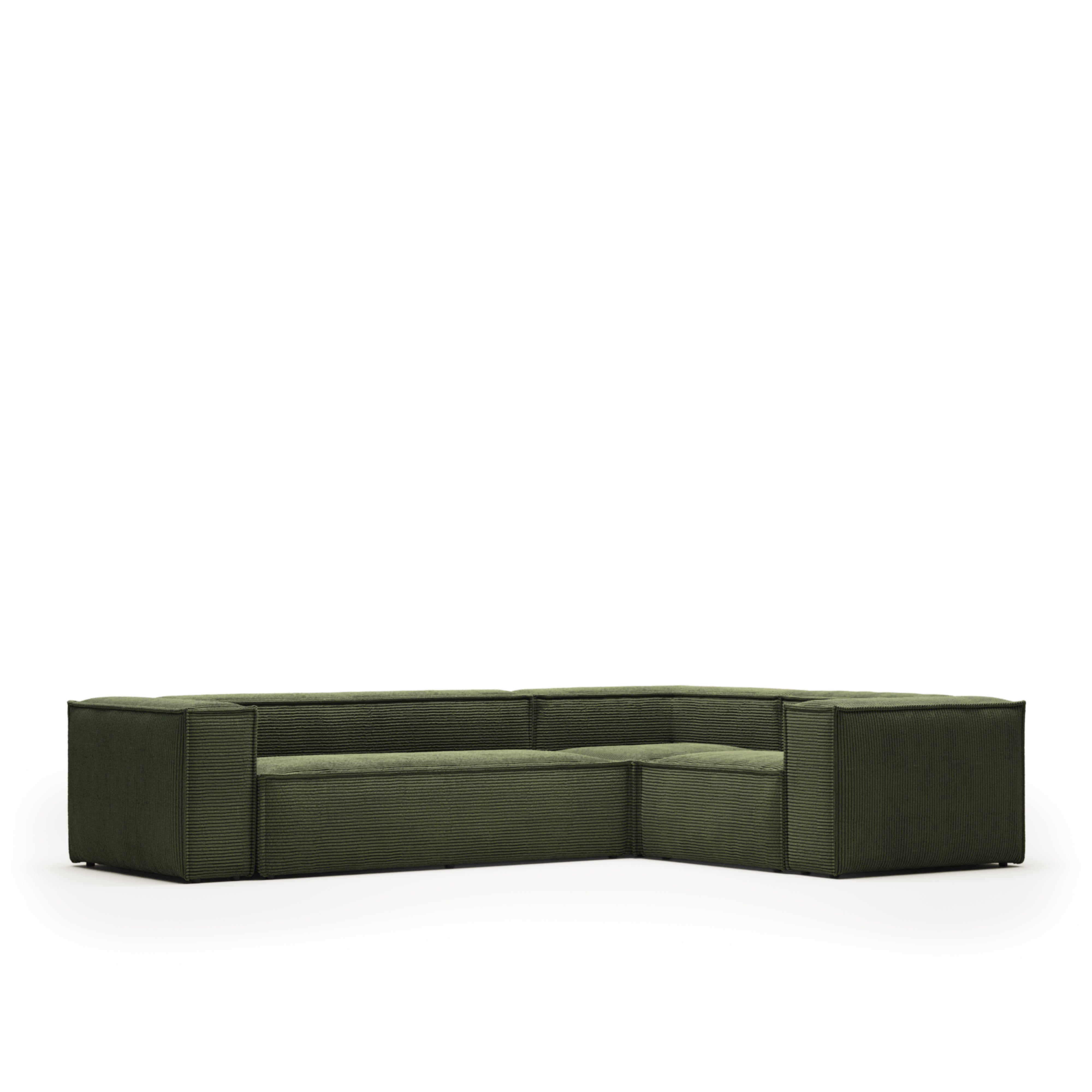 Blok 4 seater corner sofa in green corduroy, 320 x 230 cm / 230 x 320 cm FSC Mix Credit - Product Image