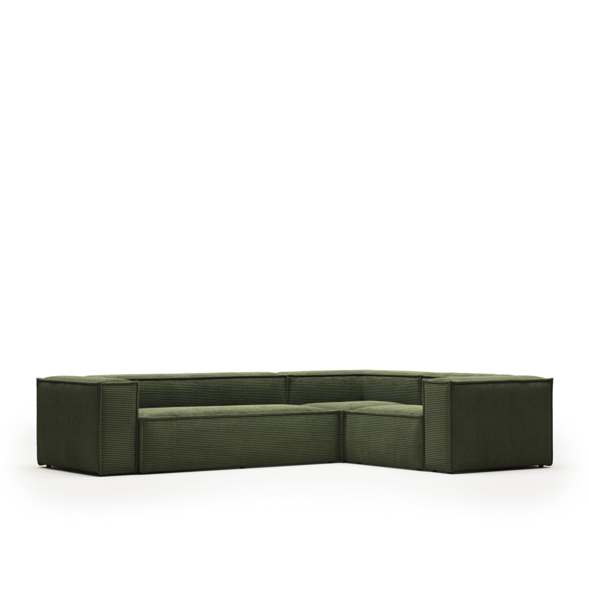Blok 4 seater corner sofa in green corduroy, 320 x 230 cm / 230 x 320 cm FSC Mix Credit - Product Image