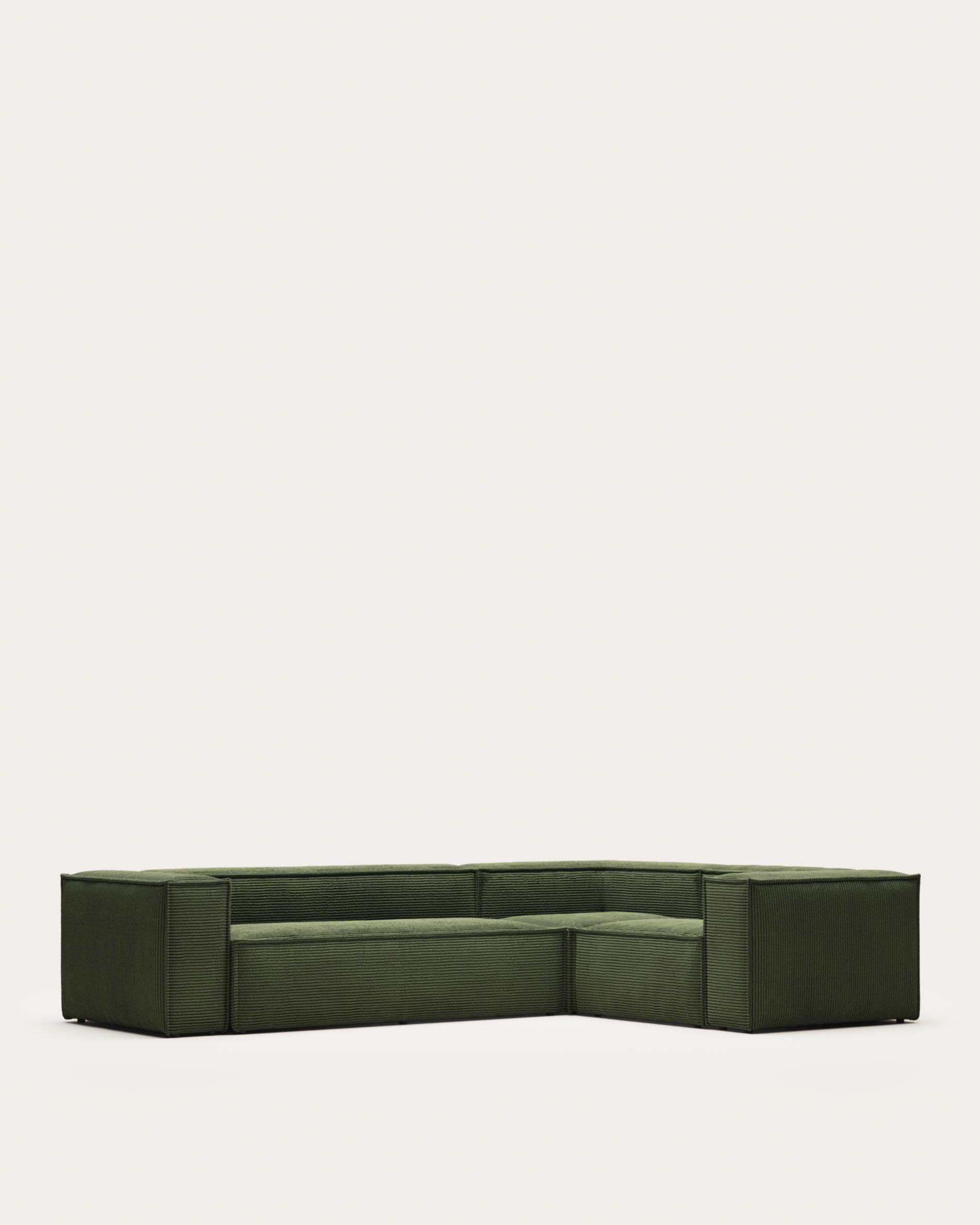 Blok 4 seater corner sofa in green corduroy, 320 x 230 cm / 230 x 320 cm FSC Mix Credit - Product View