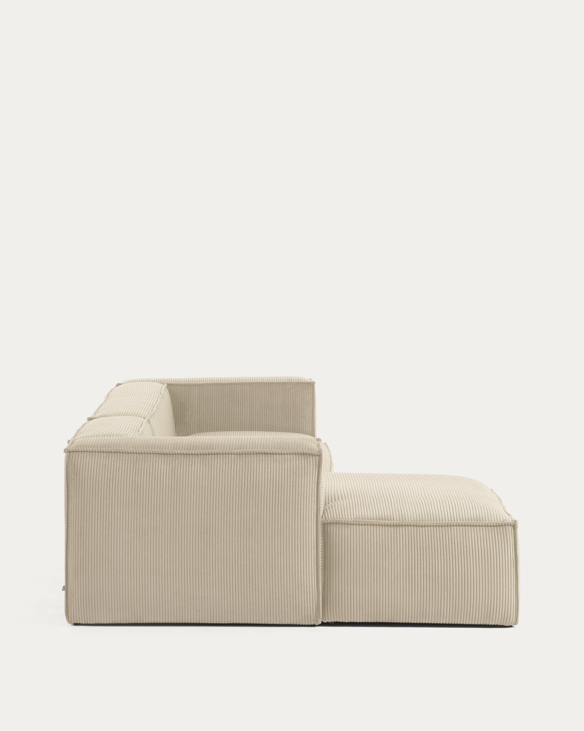 Blok 3 seater sofa with left side chaise longue in beige wide seam corduroy, 300 cm - Product View