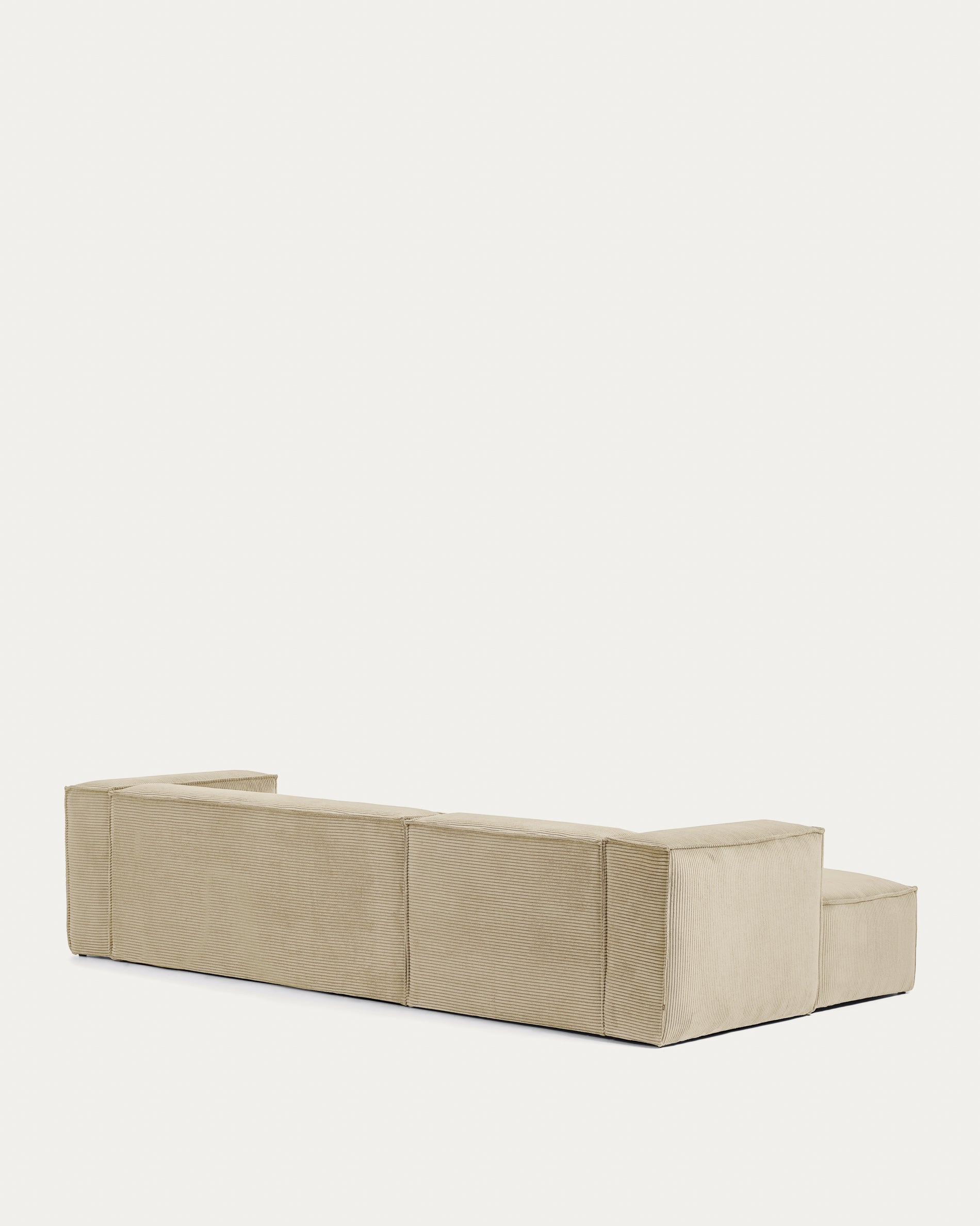 Blok 3 seater sofa with left side chaise longue in beige wide seam corduroy, 300 cm - Product View