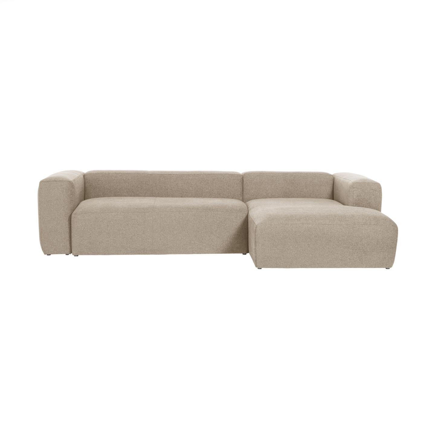 Blok 3-seater beige chenille right chaise longue sofa 300cm FSC Mix Credit - Product Image
