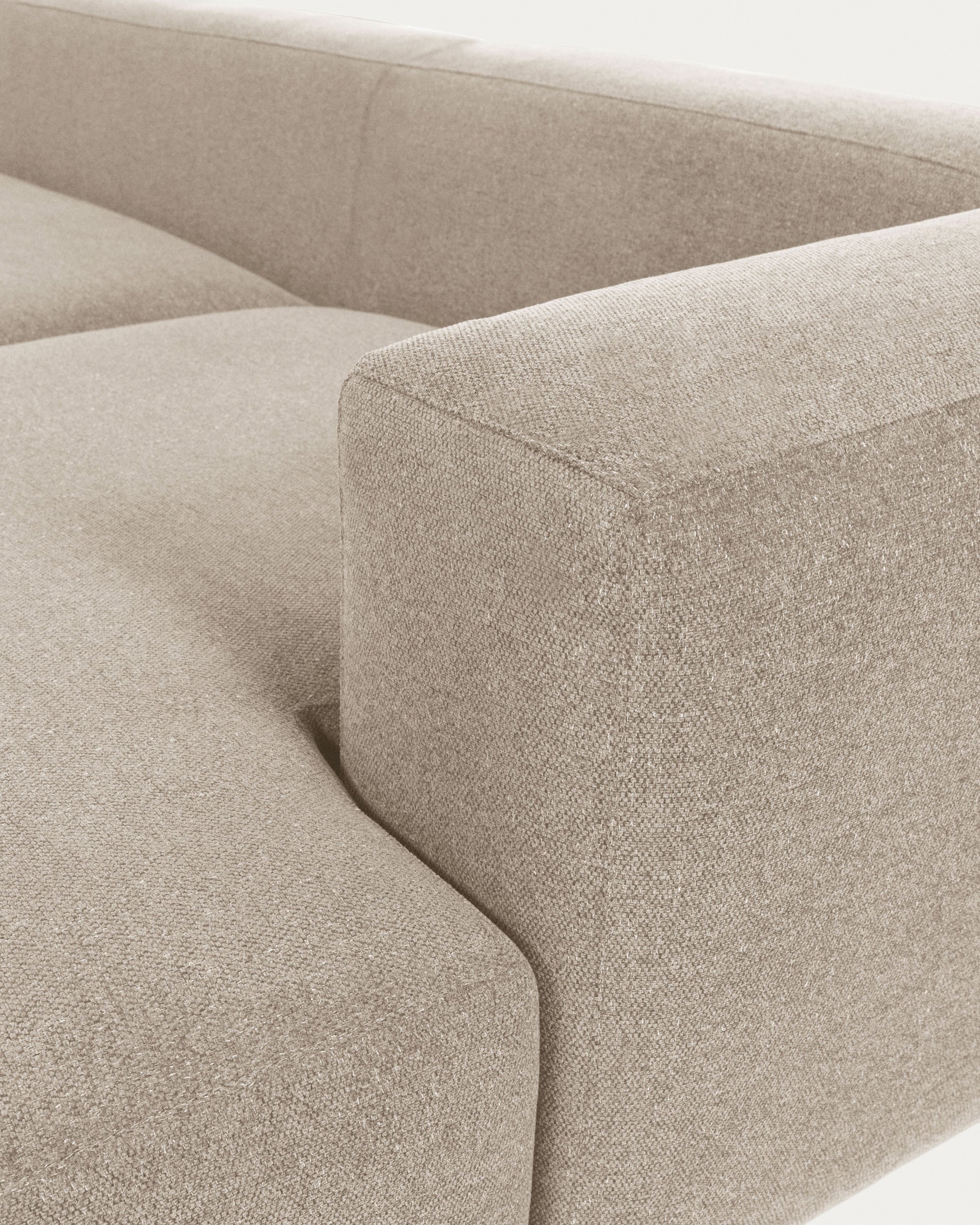 Blok 3-seater beige chenille right chaise longue sofa 300cm FSC Mix Credit - Detail