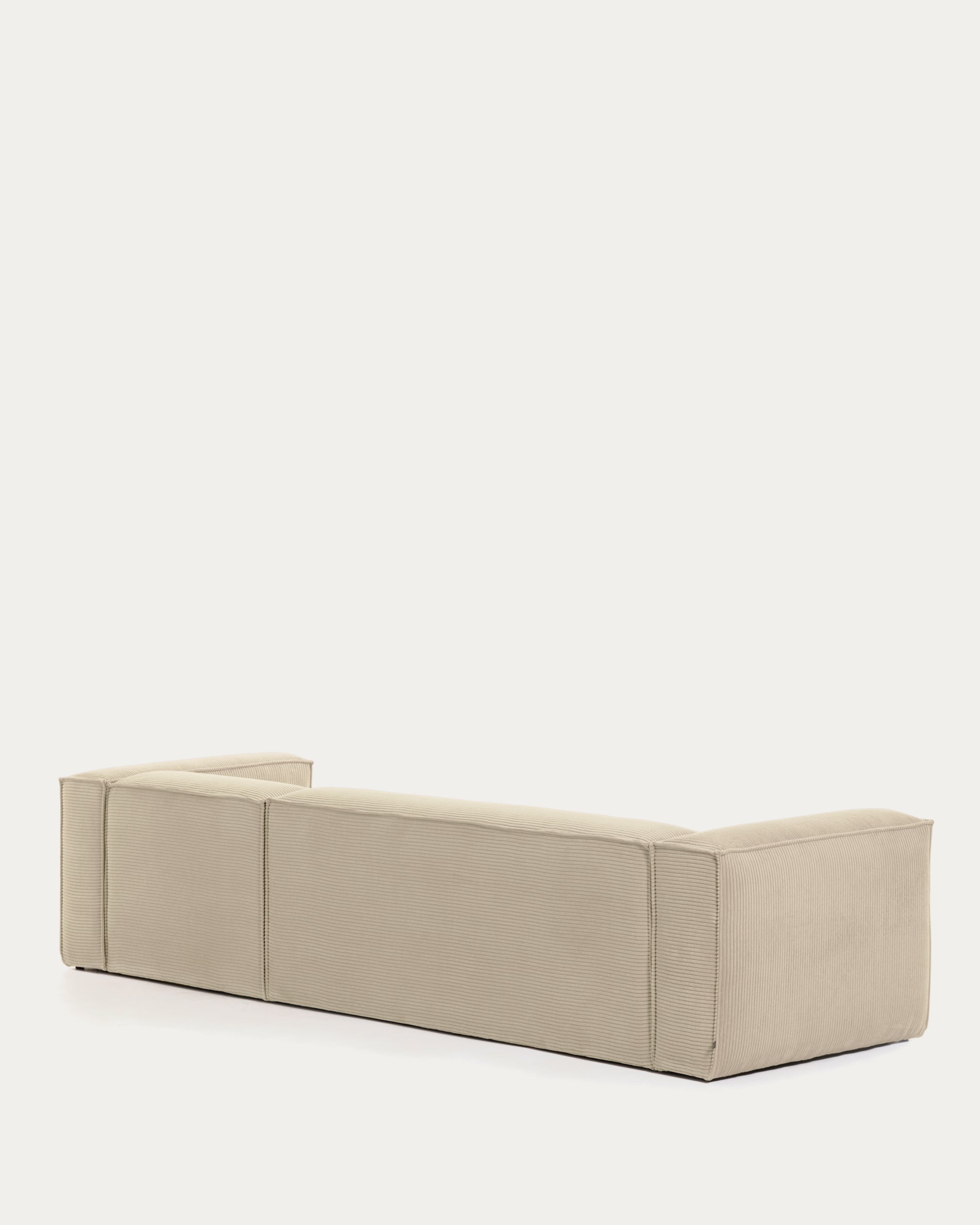 Blok 3 seater sofa with right side chaise longue in beige wide seam corduroy, 300 cm - Product View