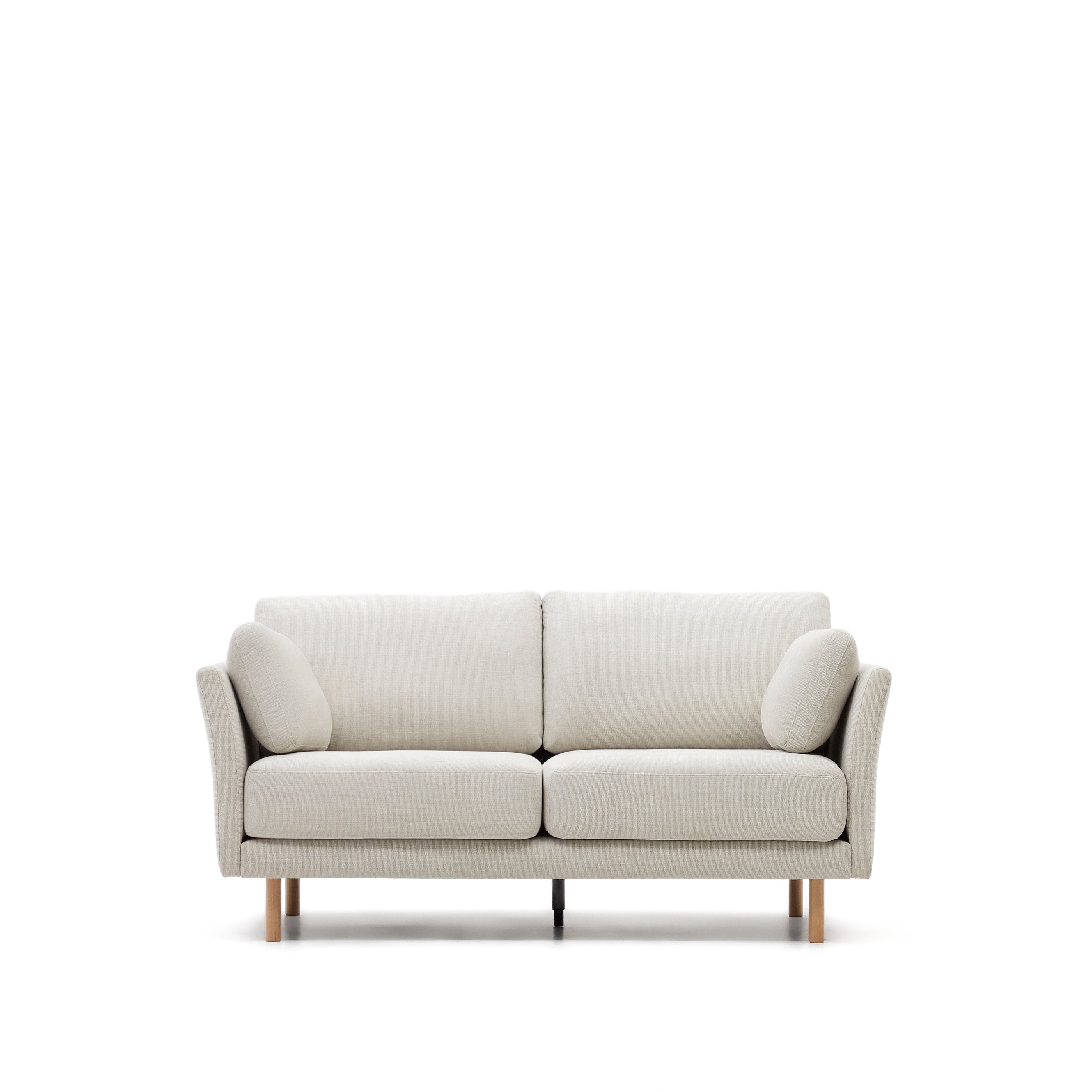 Gilma 2 seater sofa in chenille pearl with natural wood finish legs, 170 cm - Product Image
