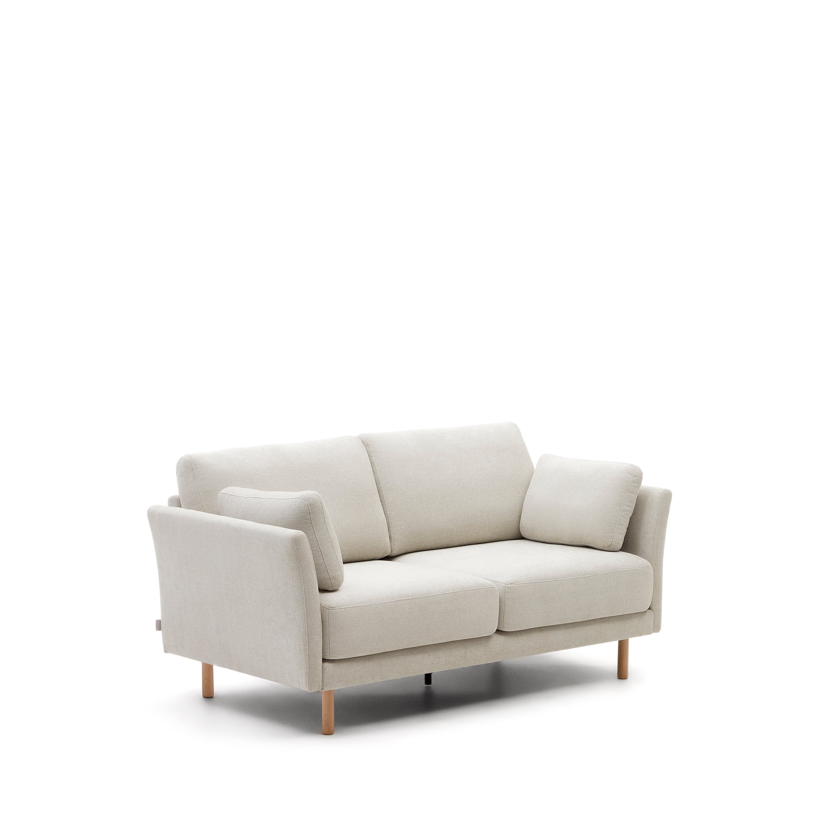 Gilma 2 seater sofa in chenille pearl with natural wood finish legs, 170 cm - Product Image