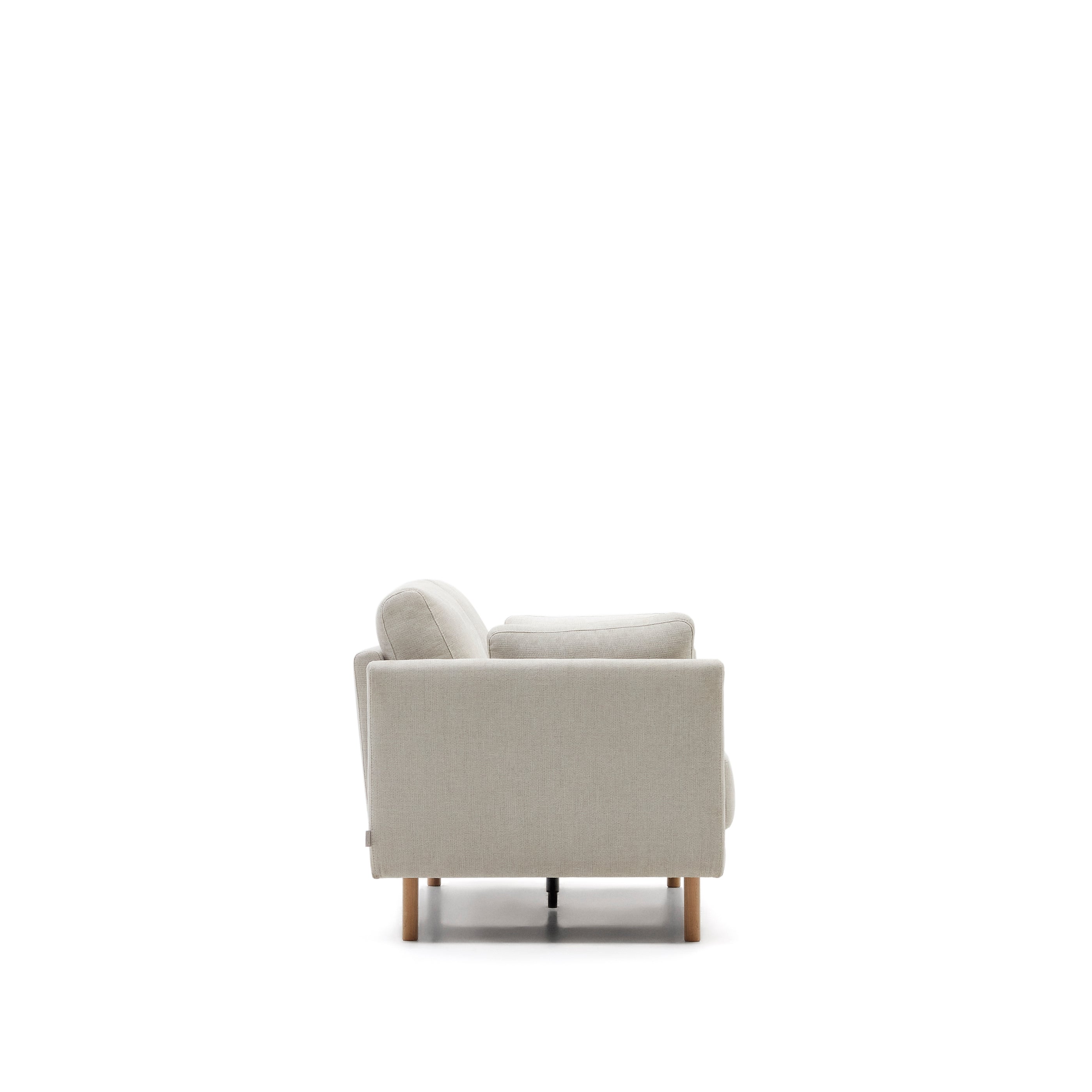 Gilma 2 seater sofa in chenille pearl with natural wood finish legs, 170 cm - Product Image