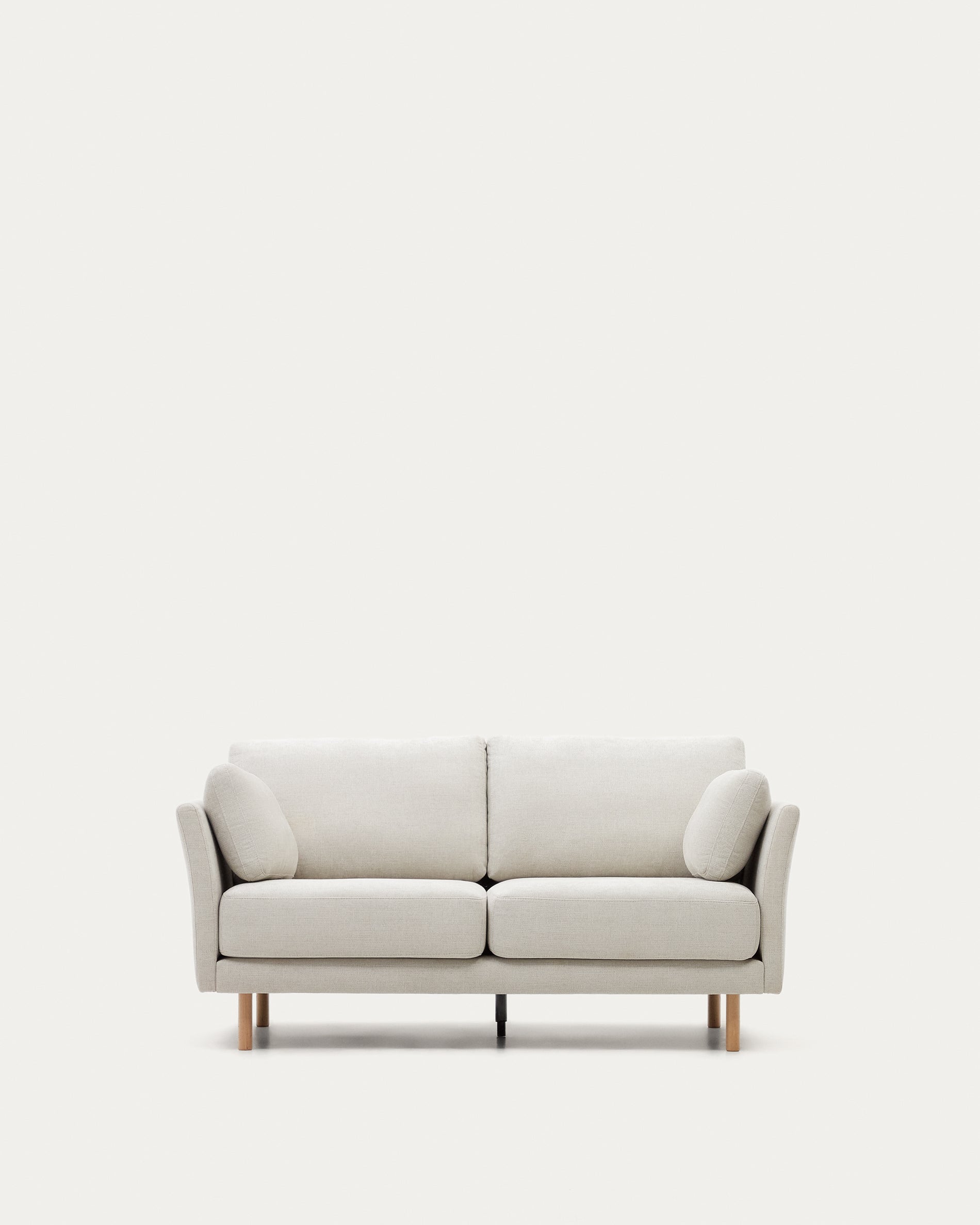 Gilma 2 seater sofa in chenille pearl with natural wood finish legs, 170 cm - Product View