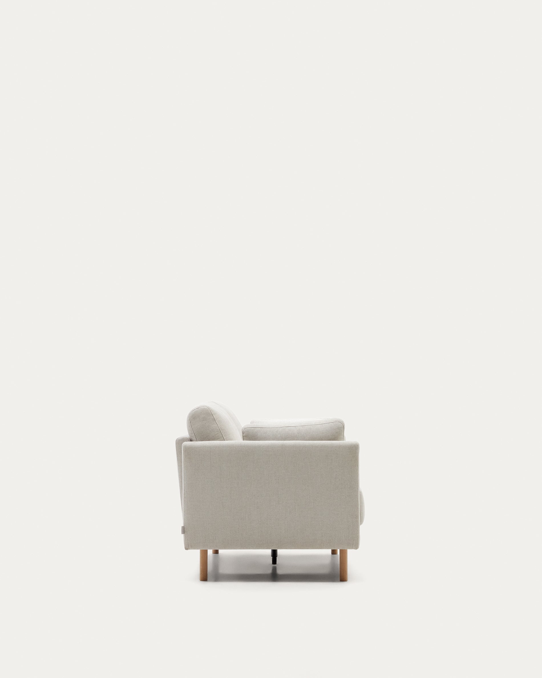 Gilma 2 seater sofa in chenille pearl with natural wood finish legs, 170 cm - Product View