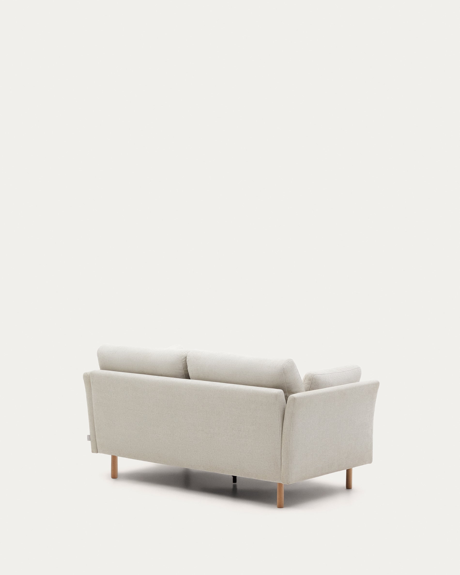 Gilma 2 seater sofa in chenille pearl with natural wood finish legs, 170 cm - Product View