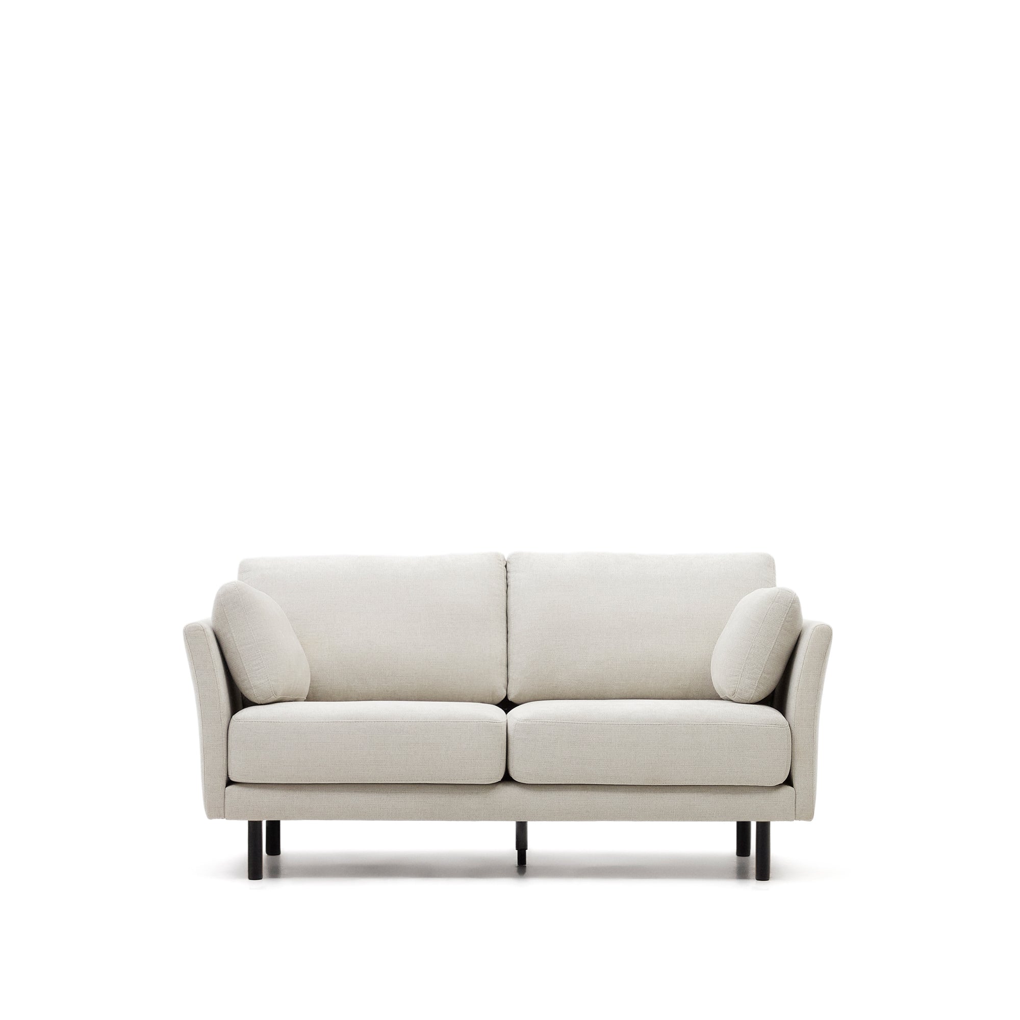 Gilma 2 seater sofa in chenille pearl with painted black finish legs, 170 cm - Product Image