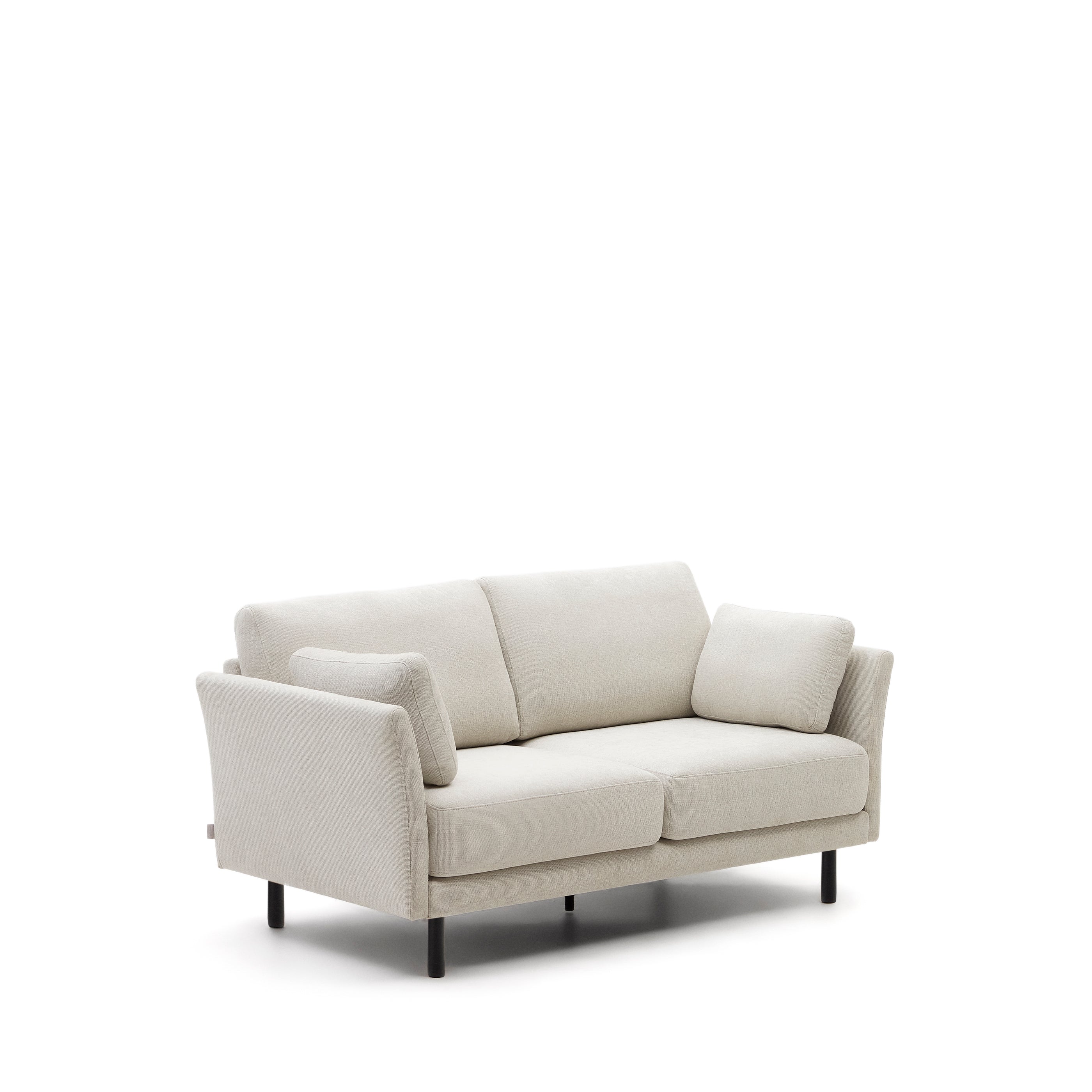 Gilma 2 seater sofa in chenille pearl with painted black finish legs, 170 cm - Product Image