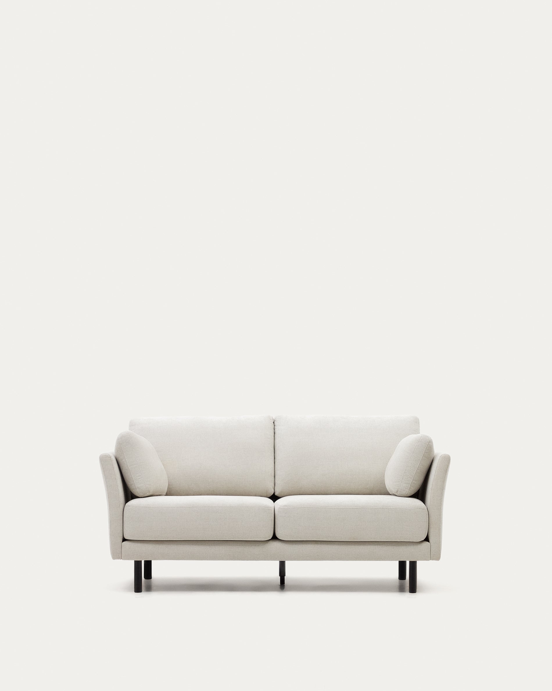 Gilma 2 seater sofa in chenille pearl with painted black finish legs, 170 cm - Product View