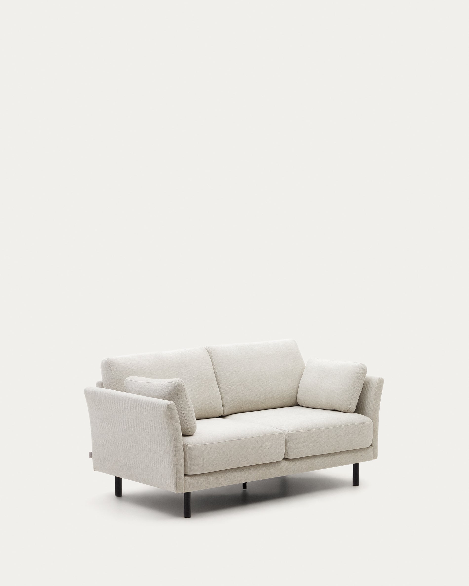 Gilma 2 seater sofa in chenille pearl with painted black finish legs, 170 cm - Product View