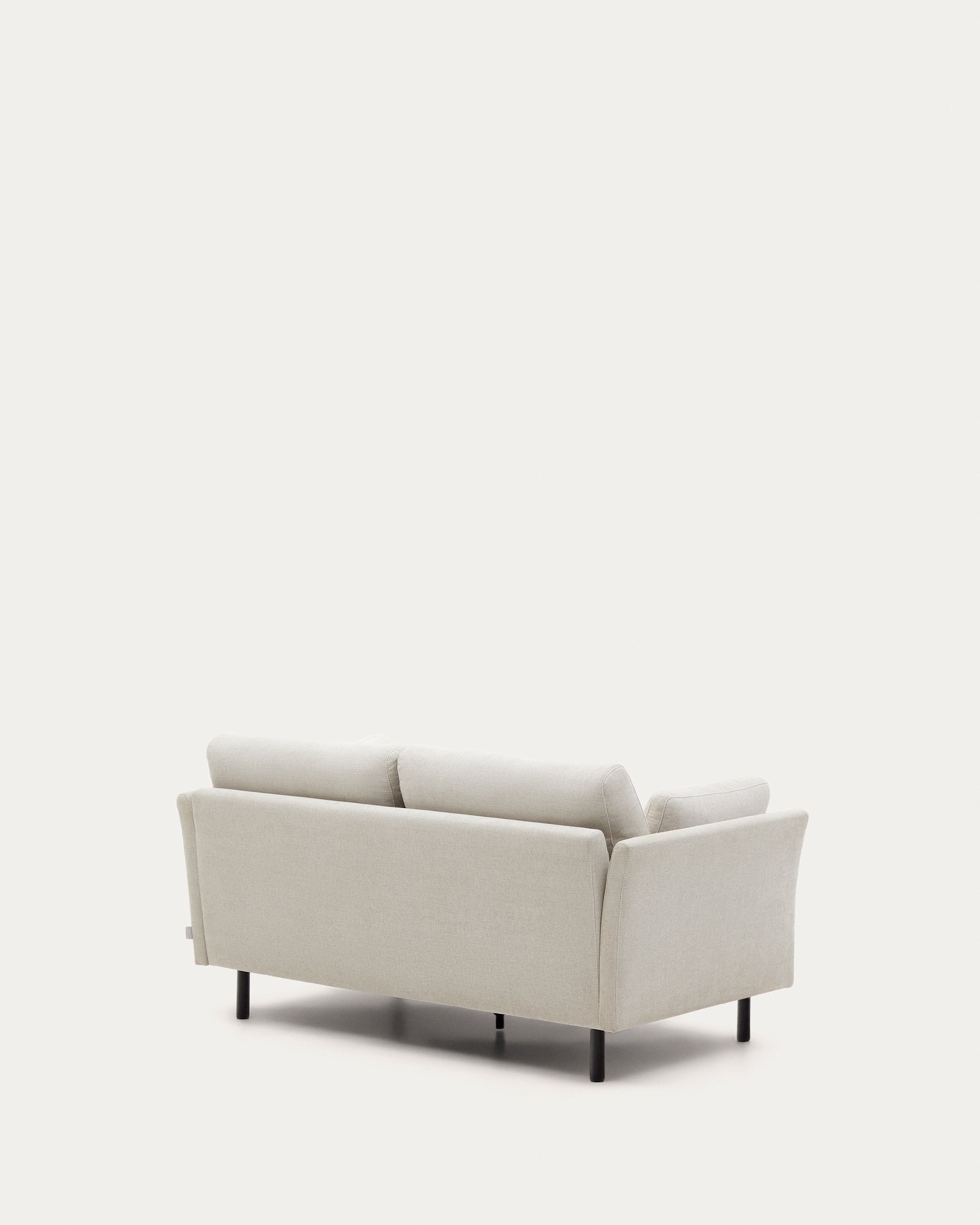 Gilma 2 seater sofa in chenille pearl with painted black finish legs, 170 cm - Product View