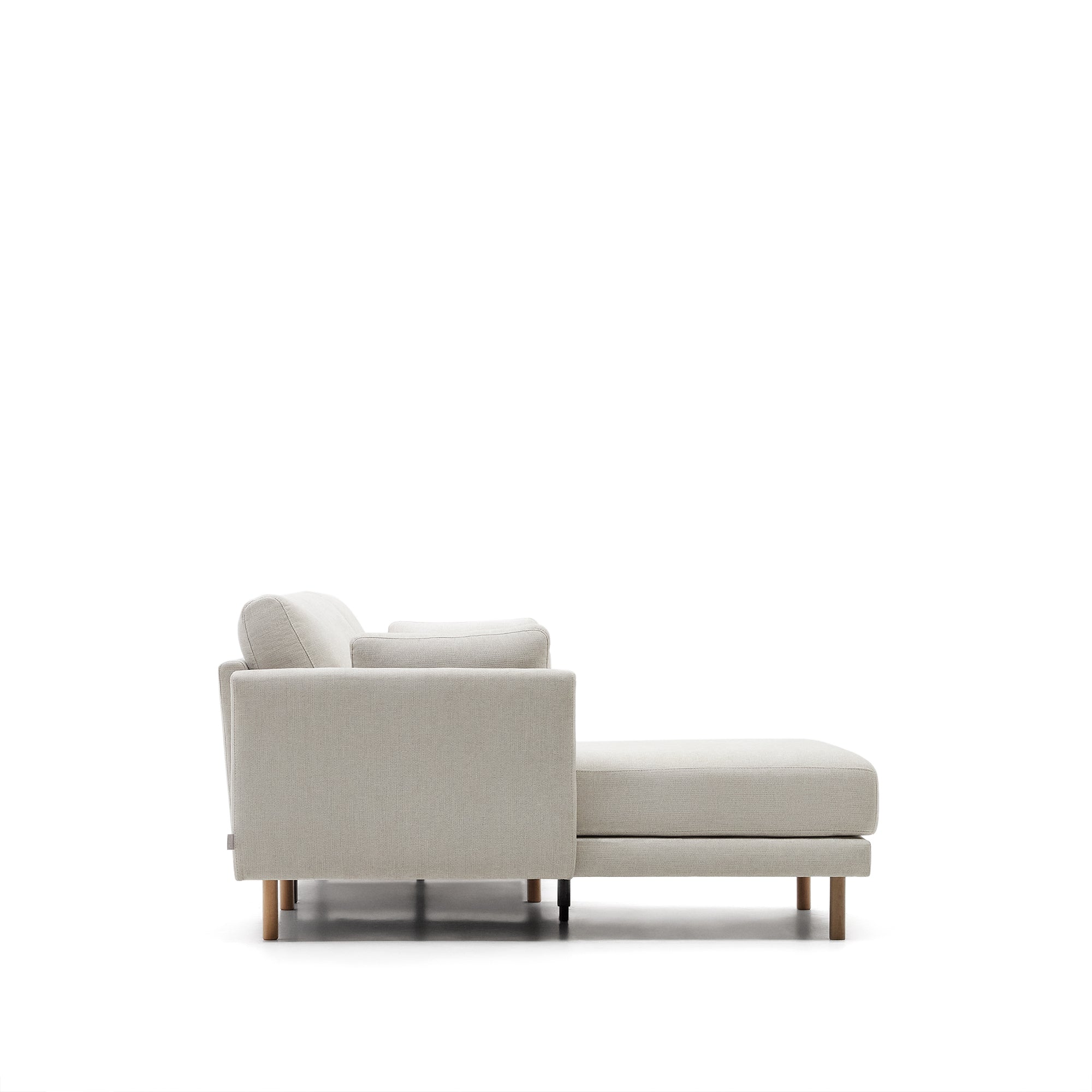 Gilma 3 seater sofa w/ right/left-hand chaise longue in chenille pearl, natural legs, 260 cm - Product Image