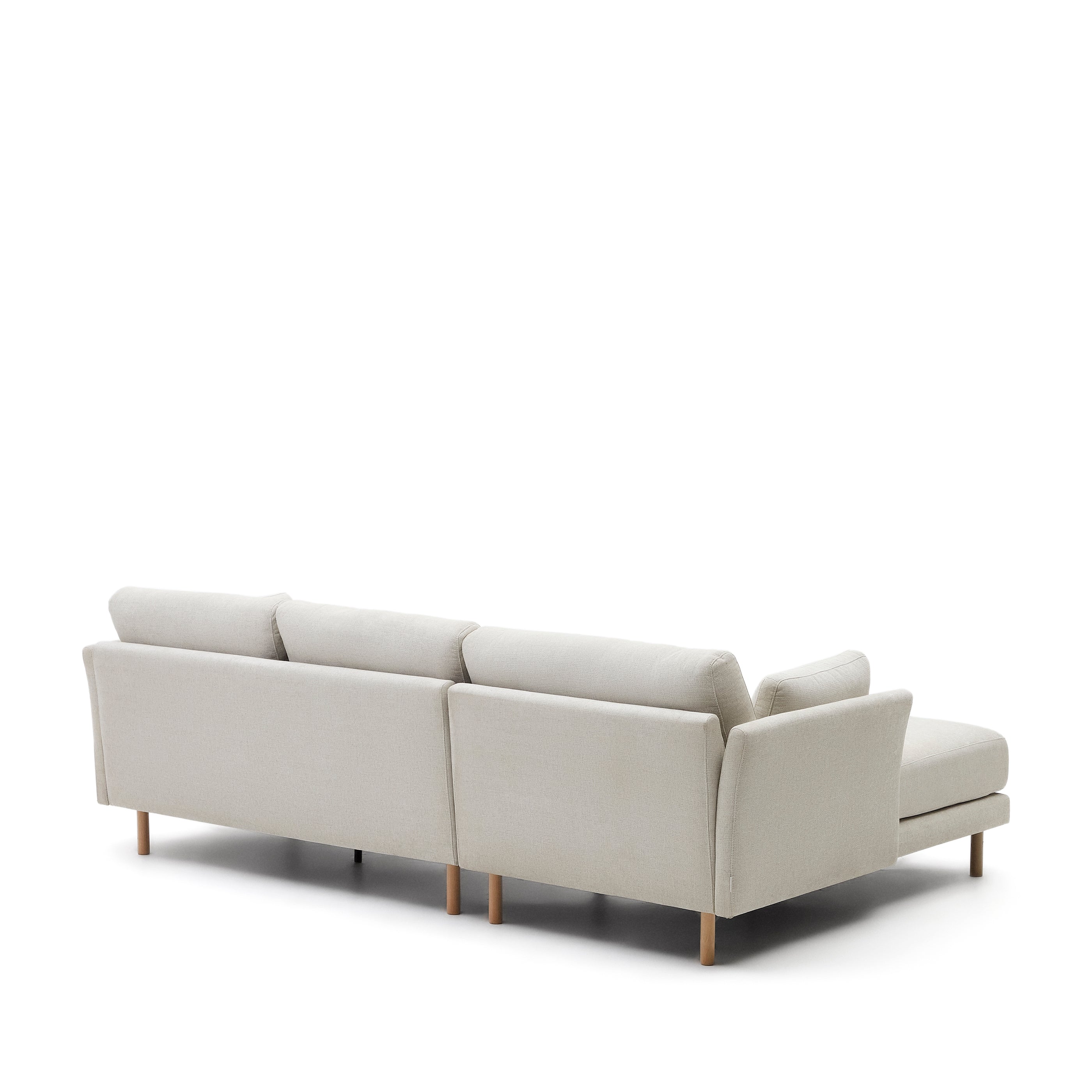 Gilma 3 seater sofa w/ right/left-hand chaise longue in chenille pearl, natural legs, 260 cm - Product Image