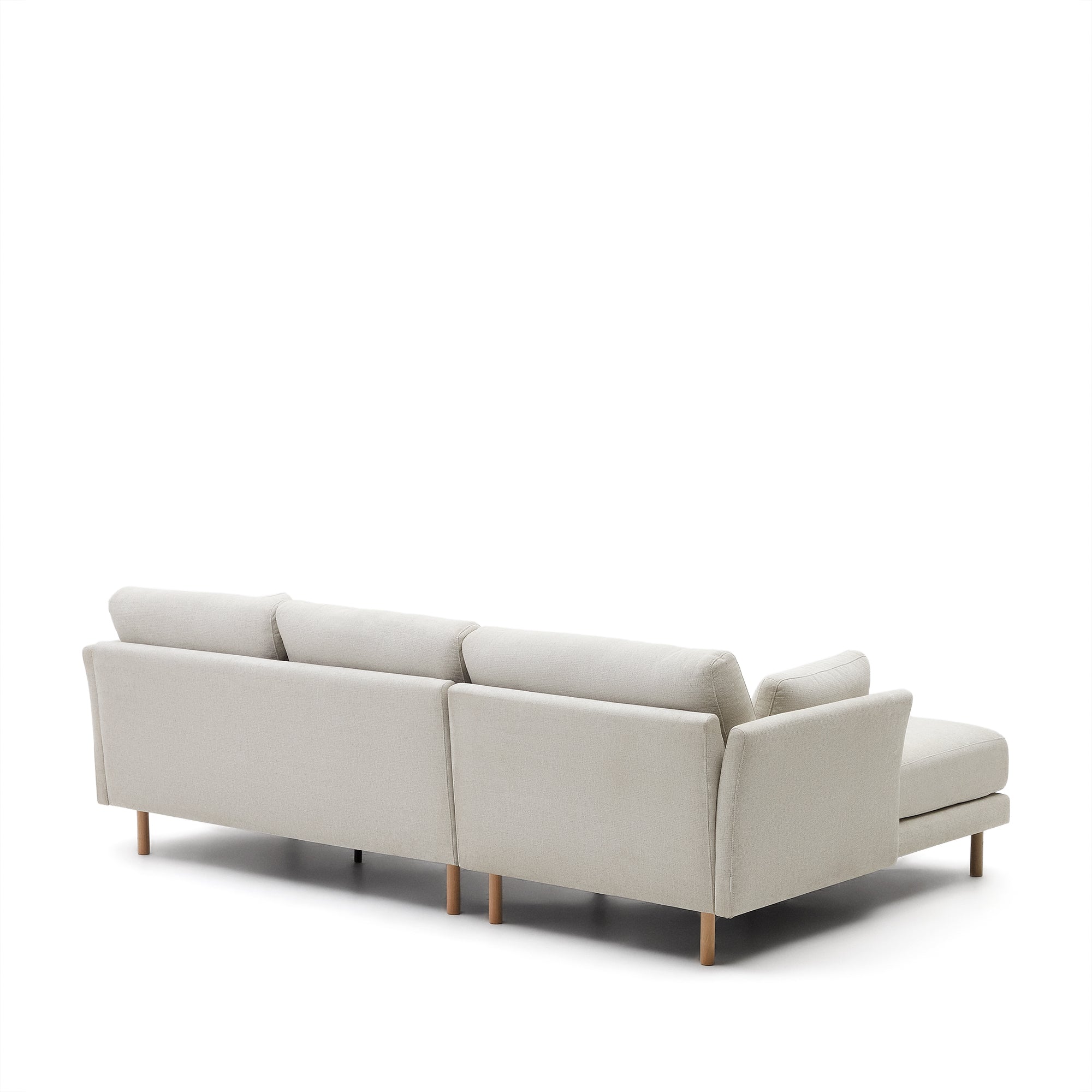 Gilma 3 seater sofa w/ right/left-hand chaise longue in chenille pearl, natural legs, 260 cm - Product Image