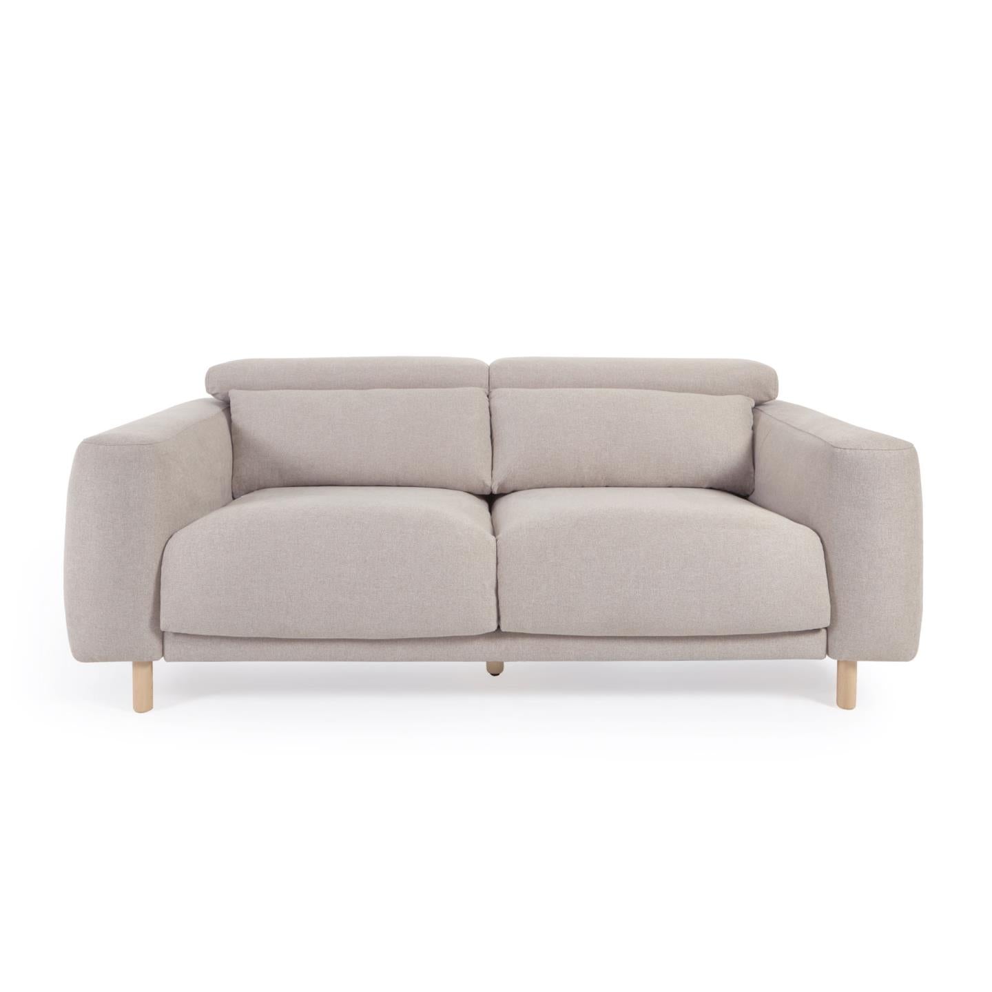 Singa 3 seater sofa with reclining headrest and extendable seat in beige 215 cm FSC Mix Credit - Product Image