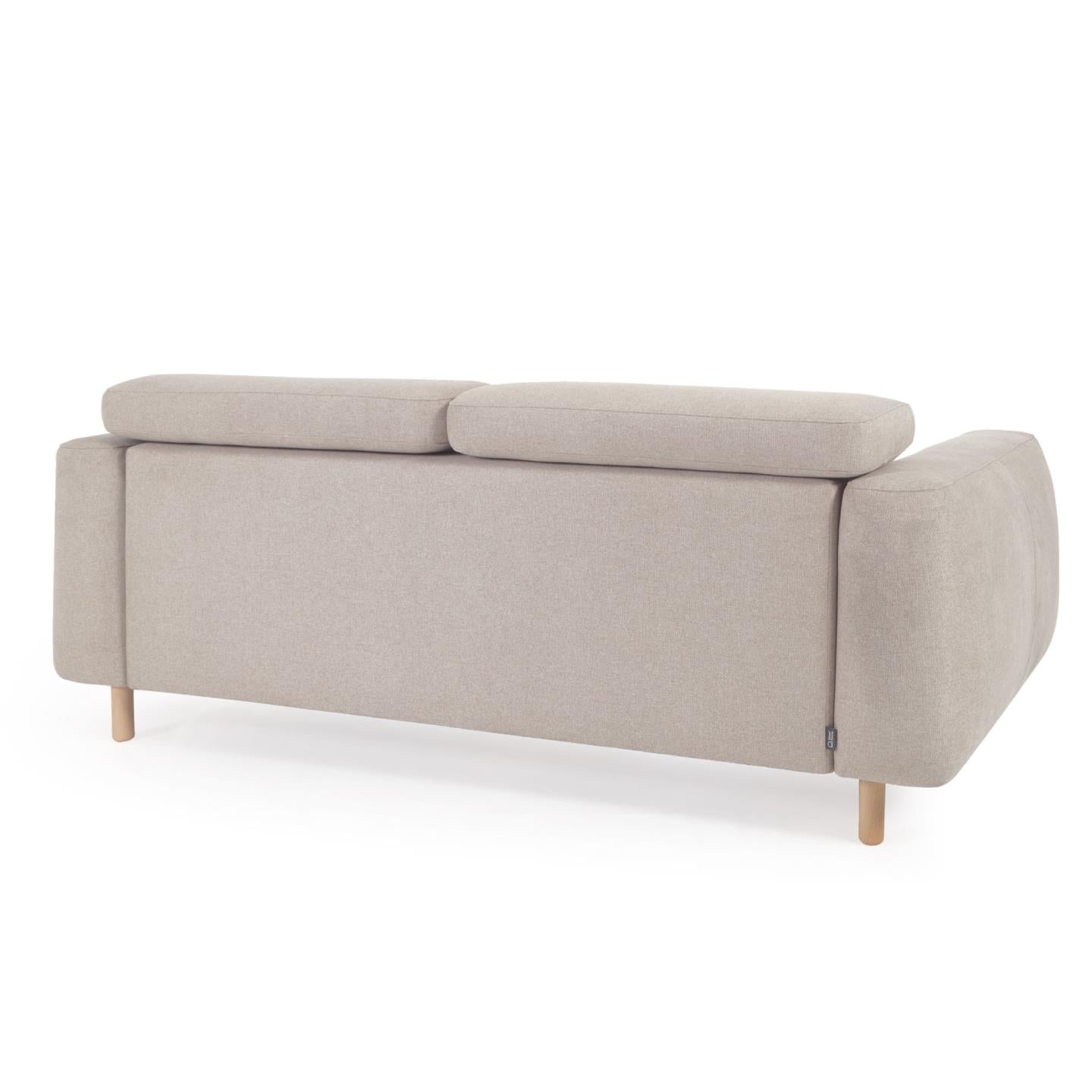 Singa 3 seater sofa with reclining headrest and extendable seat in beige 215 cm FSC Mix Credit - Product Image