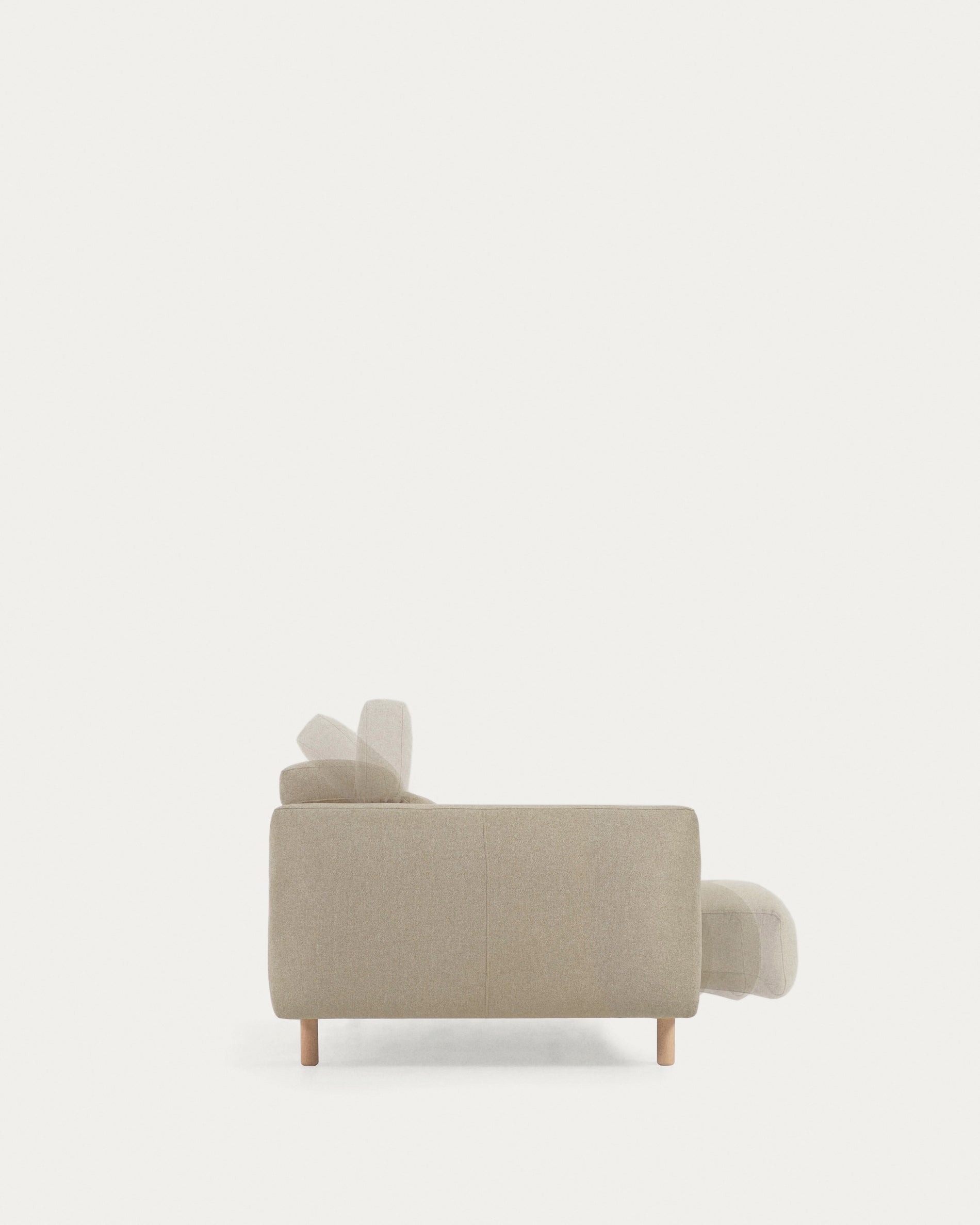 Singa 3 seater sofa with reclining headrest and extendable seat in beige 215 cm FSC Mix Credit - Detail