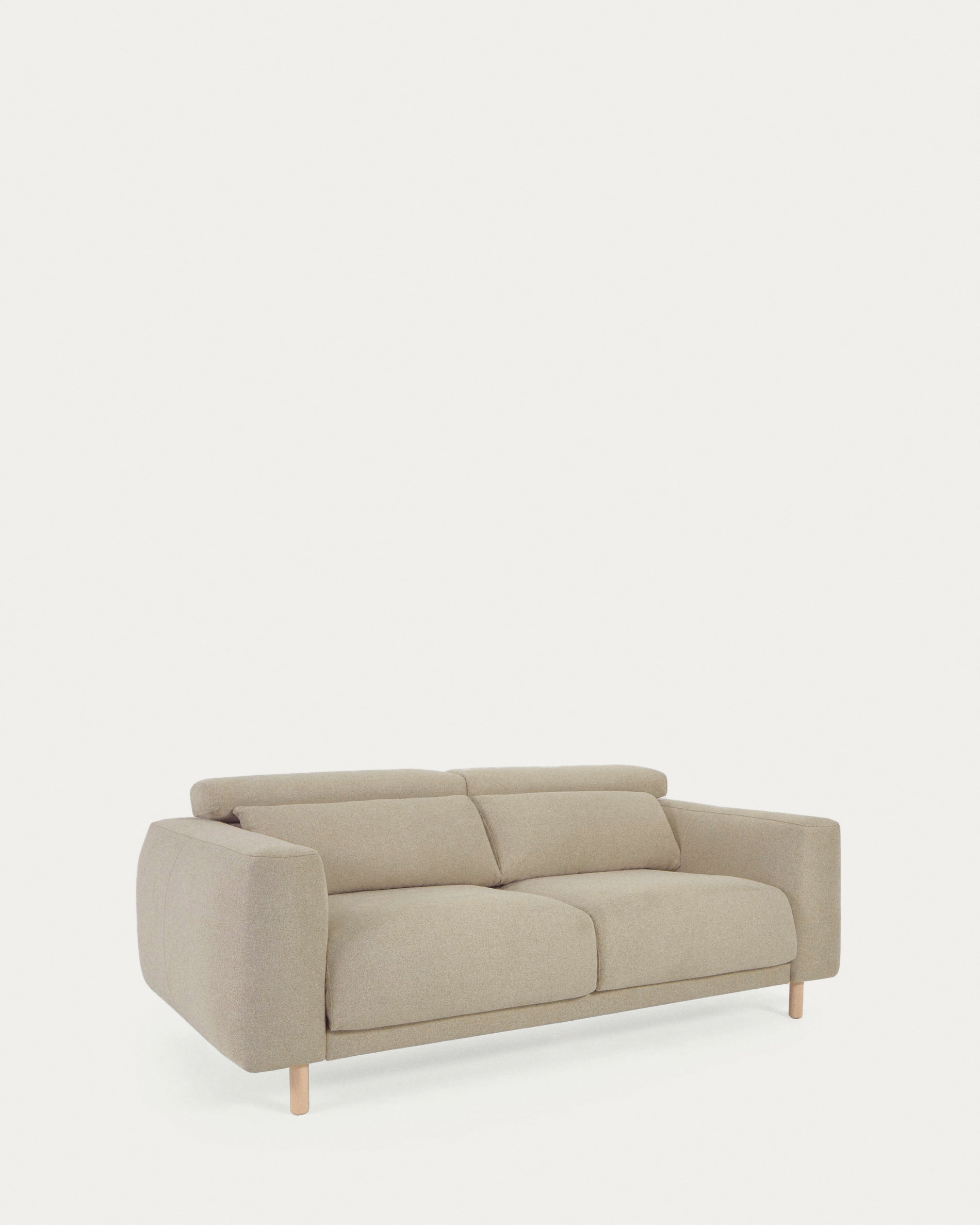 Singa 3 seater sofa with reclining headrest and extendable seat in beige 215 cm FSC Mix Credit - Product View