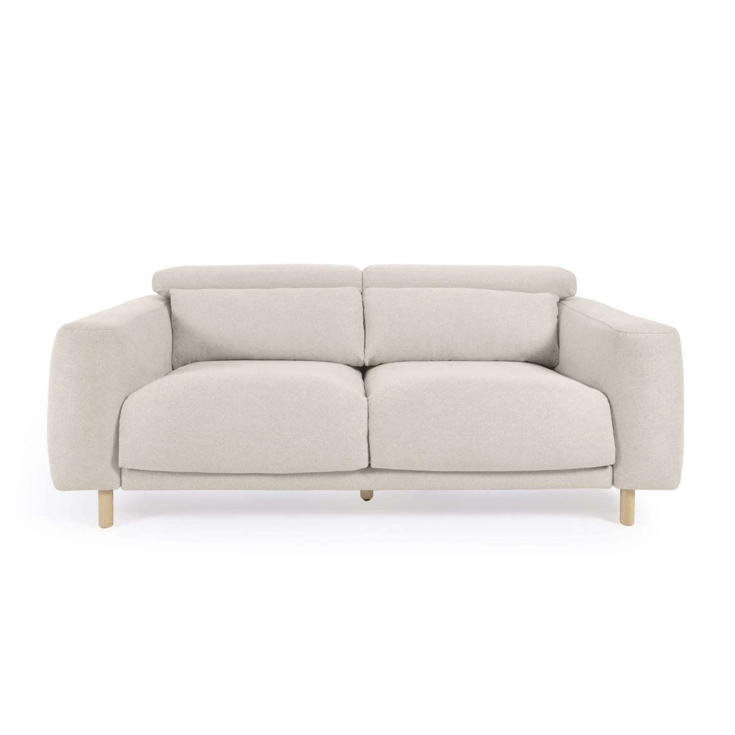 Singa 3 seater sofa with reclining headrest and extendable seat in white 215 cm - Product Image