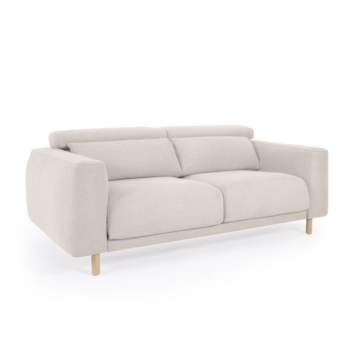 Singa 3 seater sofa with reclining headrest and extendable seat in white 215 cm - Product Image