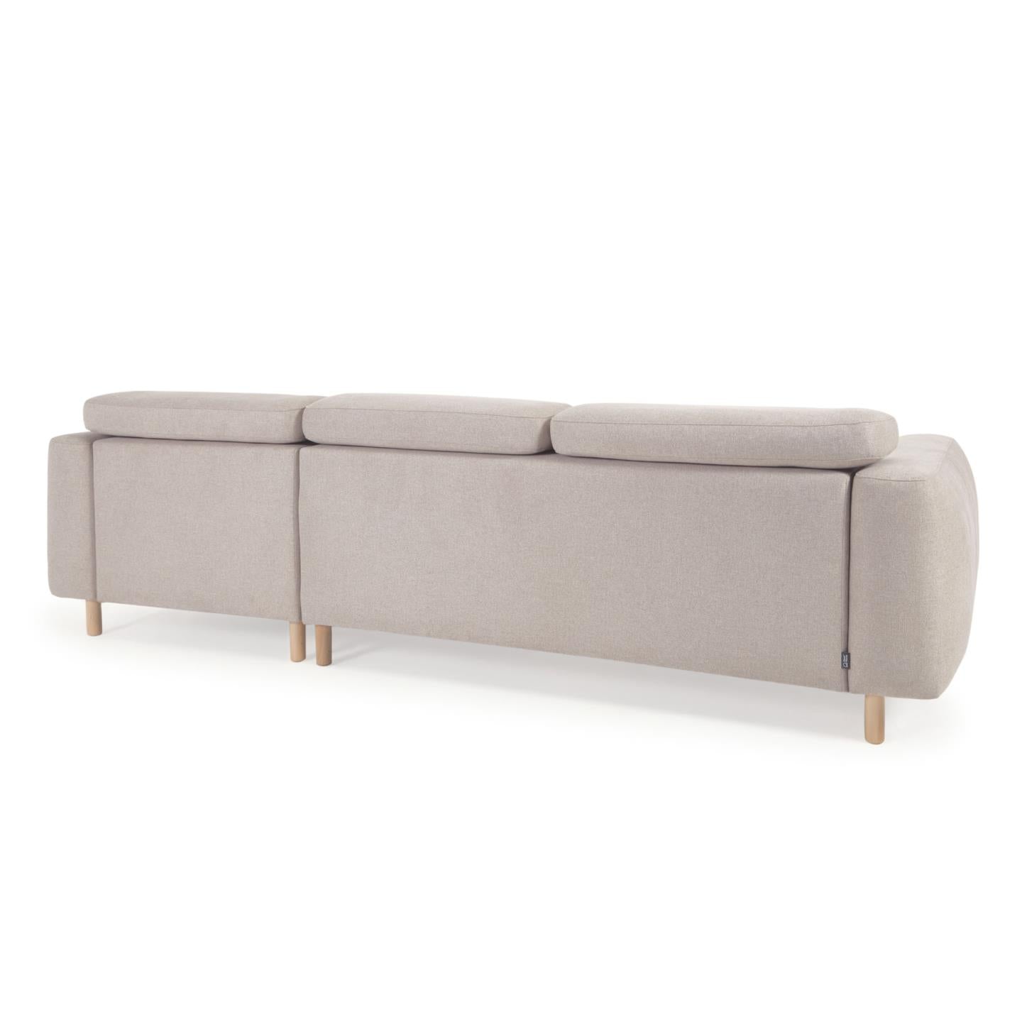 Singa 3 seater sofa with right-hand chaise longue, reclining headrest and extendable seat in beige 296 cm FSC Mix Credit - Product Image