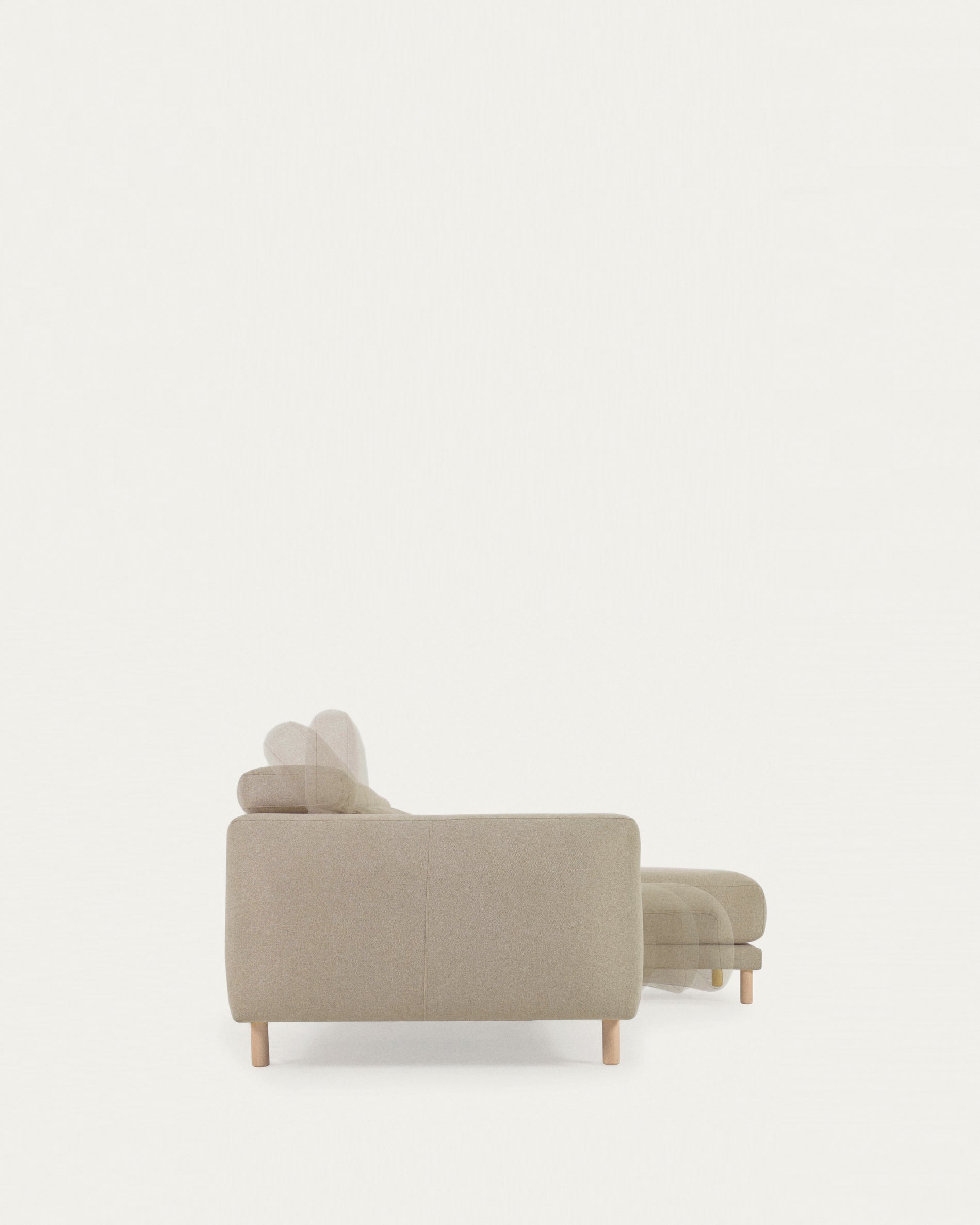 Singa 3 seater sofa with right-hand chaise longue, reclining headrest and extendable seat in beige 296 cm FSC Mix Credit - Detail