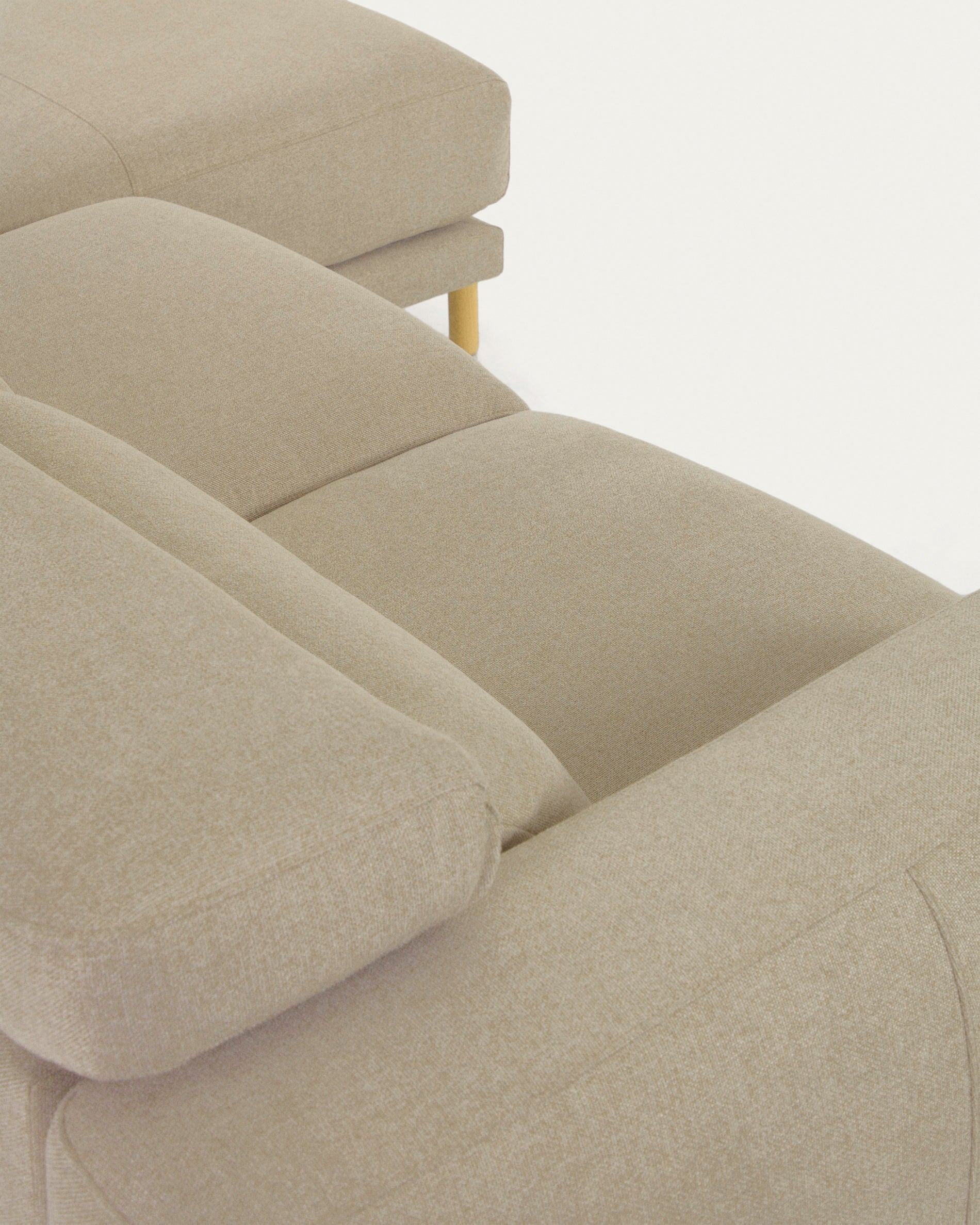 Singa 3 seater sofa with right-hand chaise longue, reclining headrest and extendable seat in beige 296 cm FSC Mix Credit - Detail