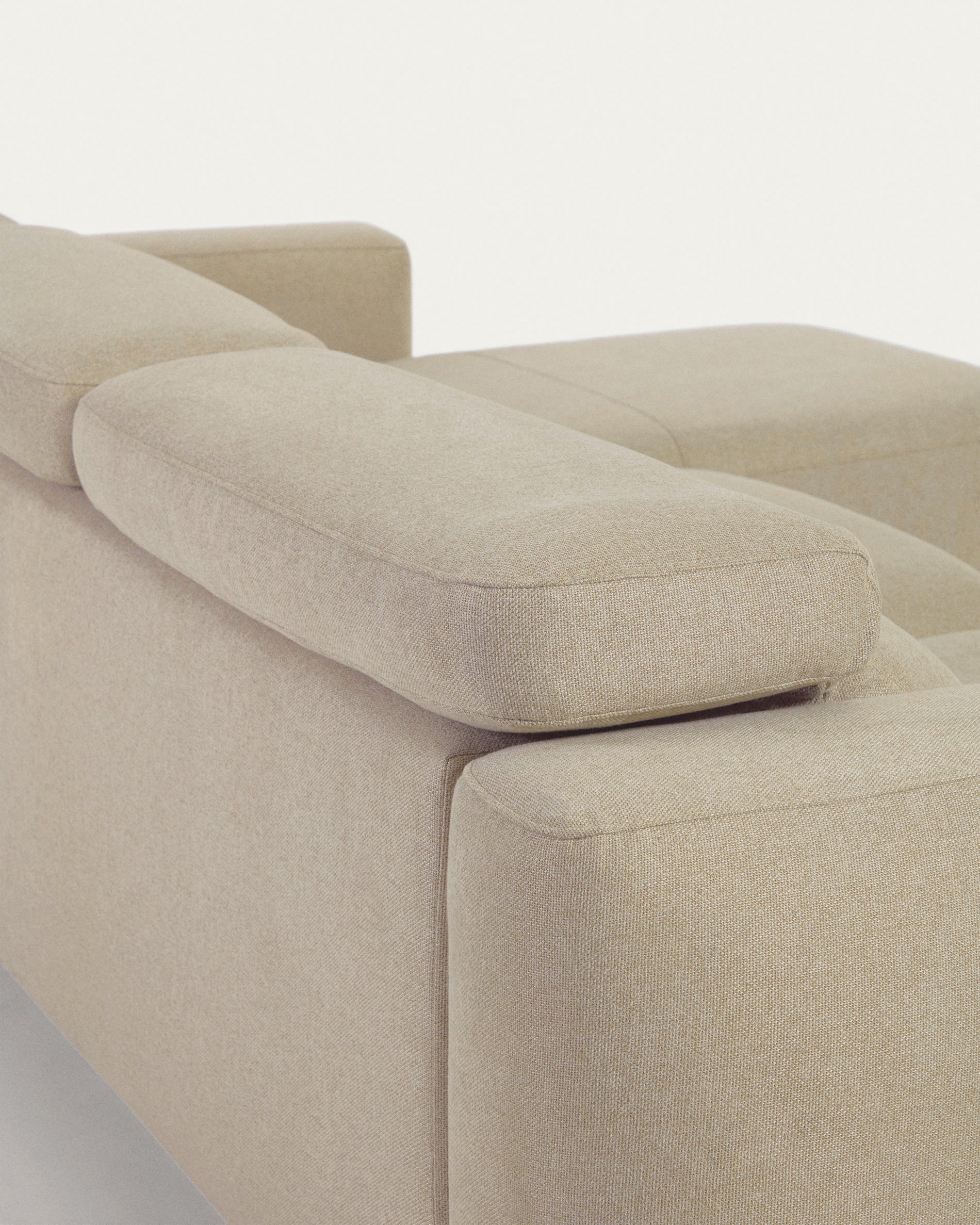 Singa 3 seater sofa with right-hand chaise longue, reclining headrest and extendable seat in beige 296 cm FSC Mix Credit - Detail