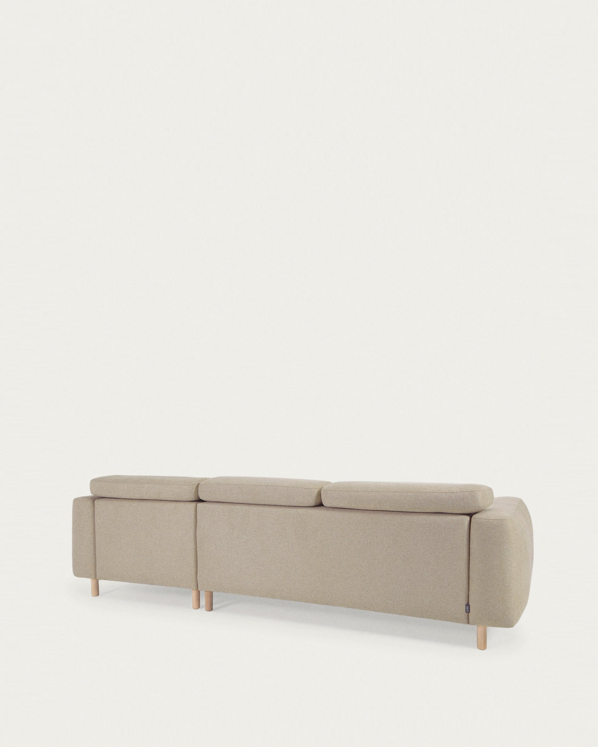 Singa 3 seater sofa with right-hand chaise longue, reclining headrest and extendable seat in beige 296 cm FSC Mix Credit - Product View