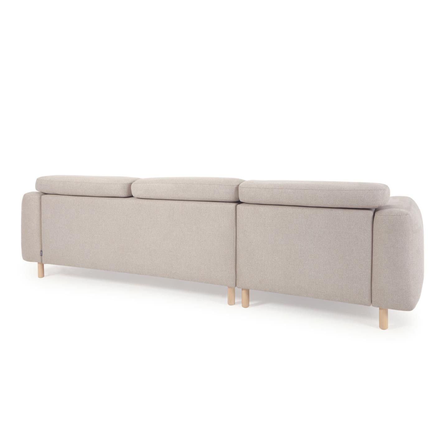 Singa 3 seater sofa with left-hand chaise longue, reclining headrest and extendable seat in beige 296 cm FSC Mix Credit - Product Image