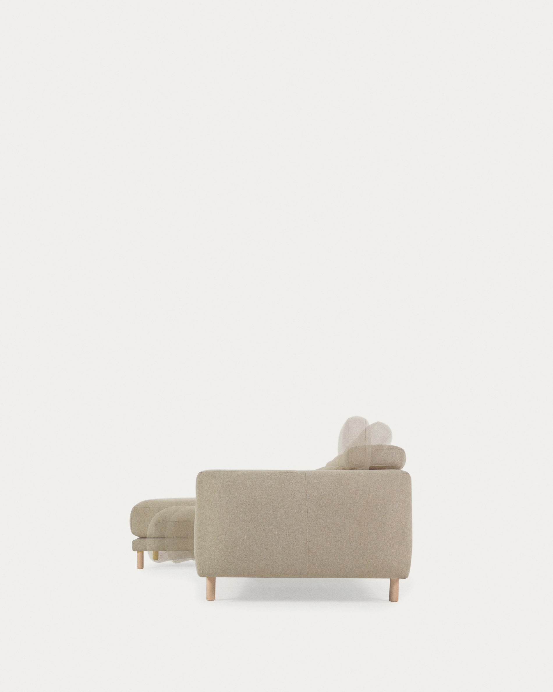 Singa 3 seater sofa with left-hand chaise longue, reclining headrest and extendable seat in beige 296 cm FSC Mix Credit - Detail