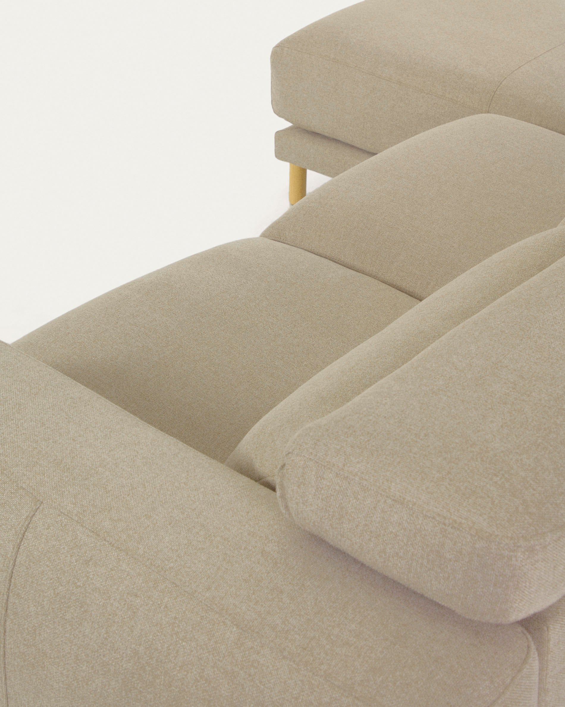 Singa 3 seater sofa with left-hand chaise longue, reclining headrest and extendable seat in beige 296 cm FSC Mix Credit - Detail