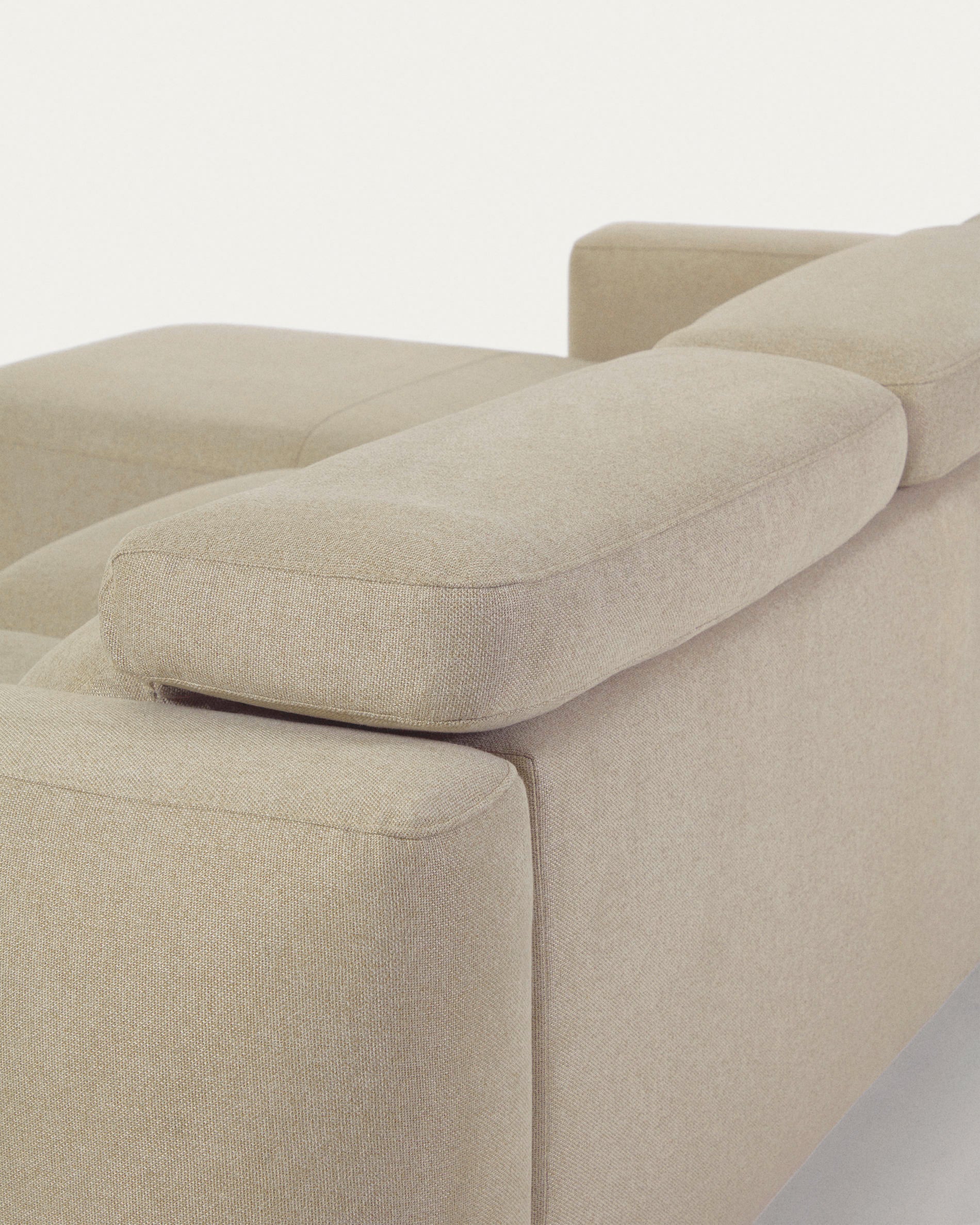 Singa 3 seater sofa with left-hand chaise longue, reclining headrest and extendable seat in beige 296 cm FSC Mix Credit - Detail