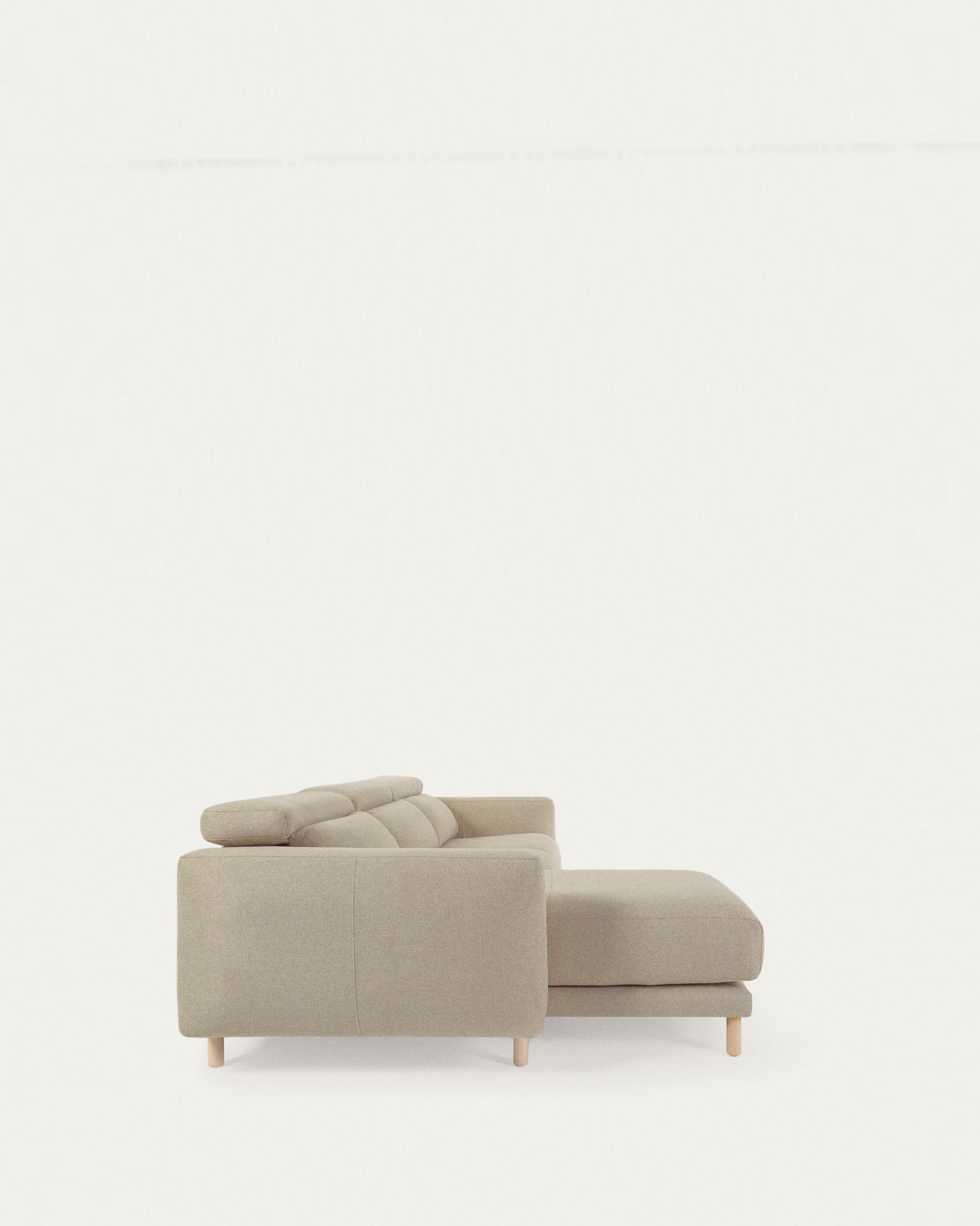 Singa 3 seater sofa with left-hand chaise longue, reclining headrest and extendable seat in beige 296 cm FSC Mix Credit - Product View