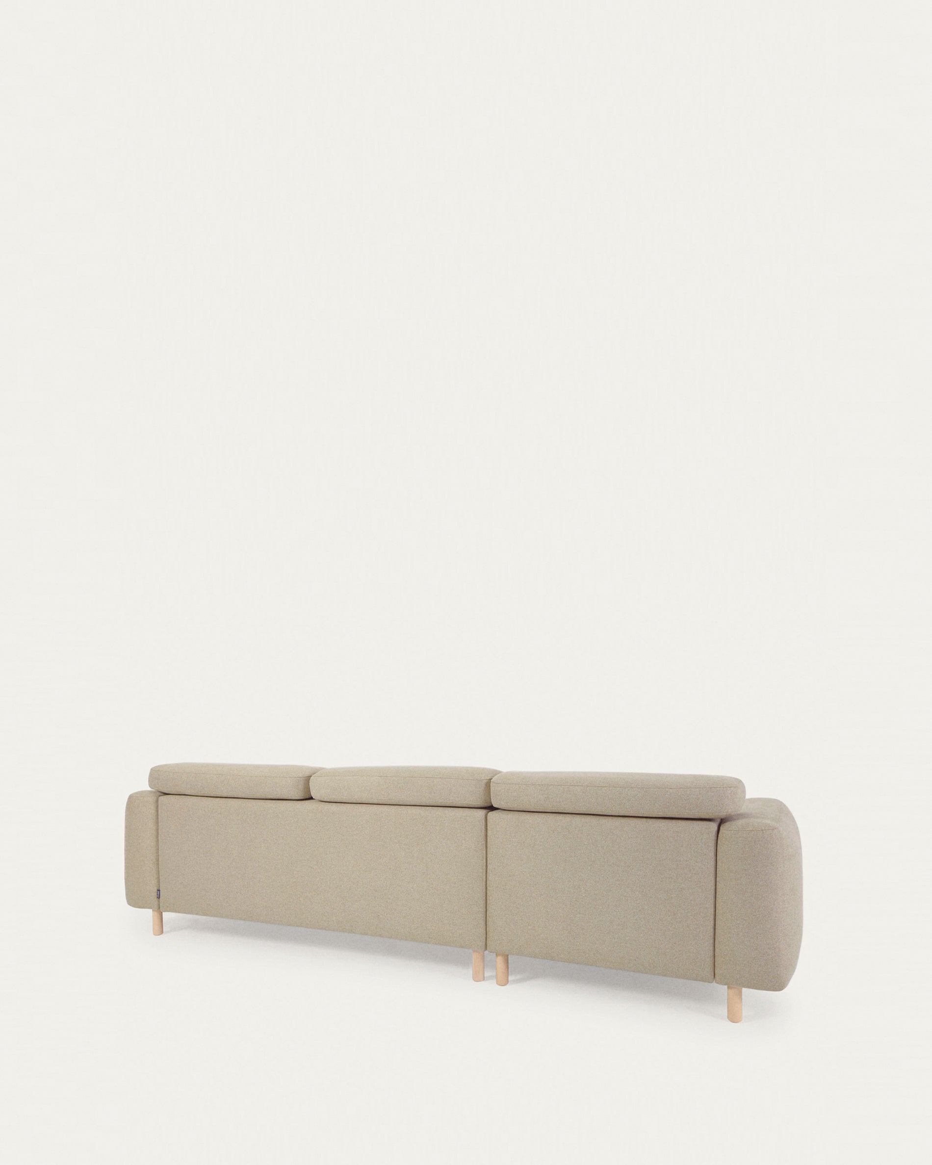 Singa 3 seater sofa with left-hand chaise longue, reclining headrest and extendable seat in beige 296 cm FSC Mix Credit - Product View