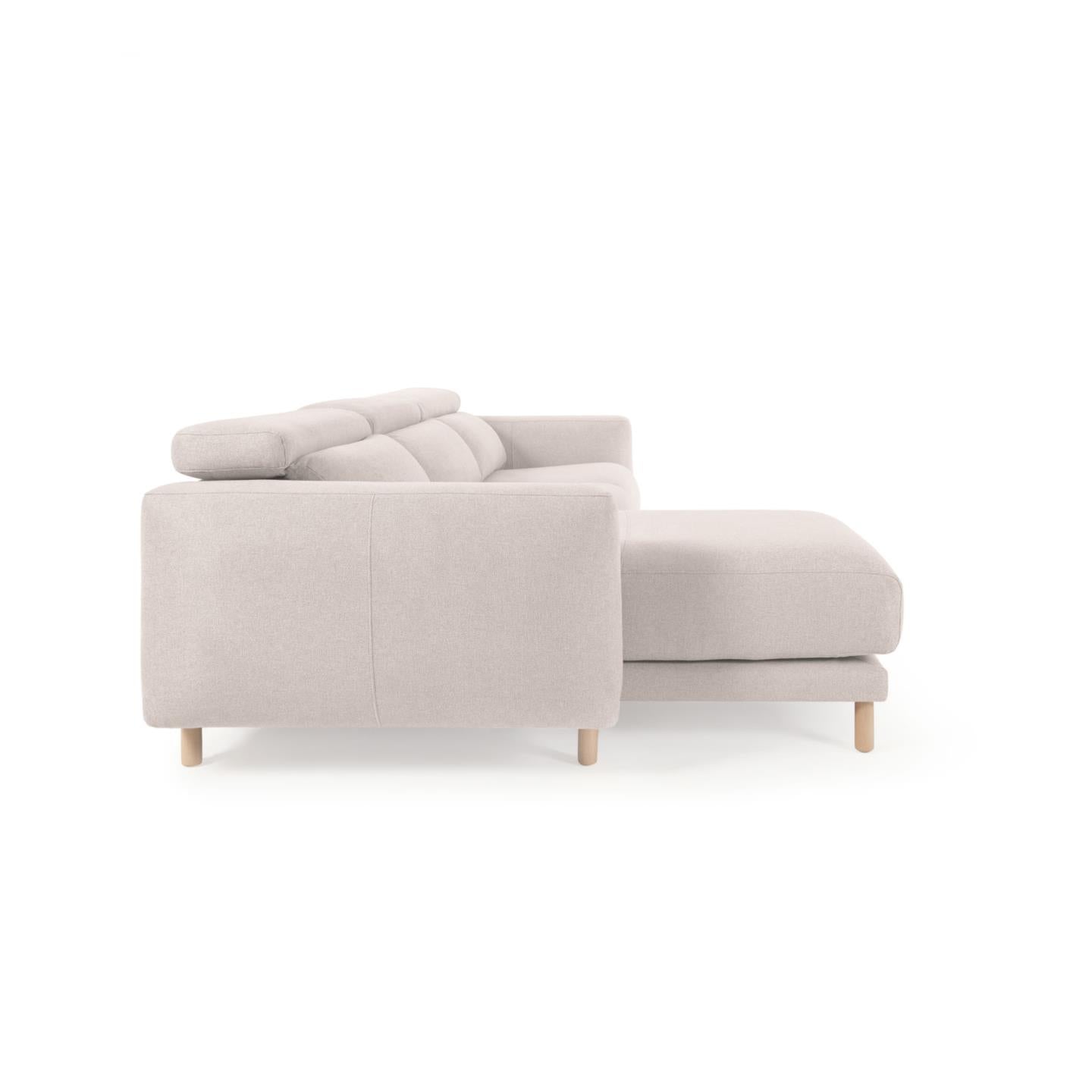 Singa 3 seater sofa with left-hand chaise longue, reclining headrest and extendable seat in white 296 cm - Product Image