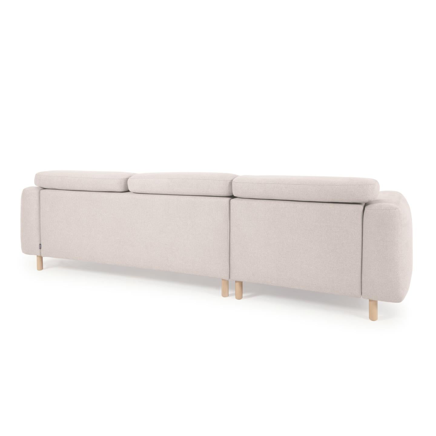 Singa 3 seater sofa with left-hand chaise longue, reclining headrest and extendable seat in white 296 cm - Product Image