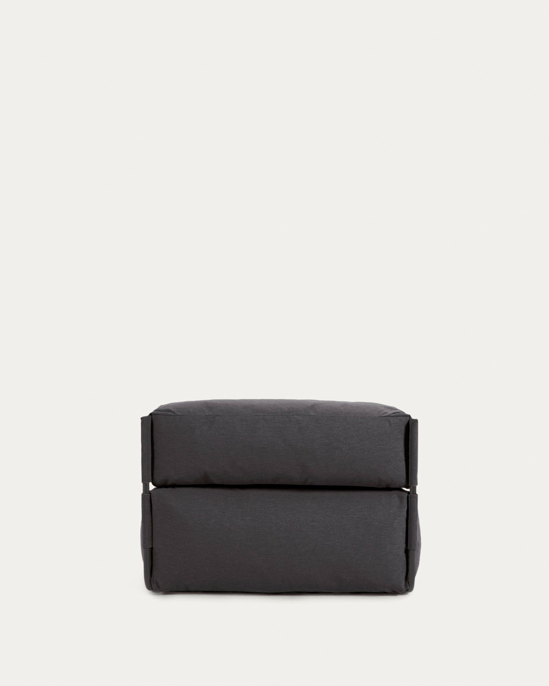 Square chaise longue pouffe with backrest in dark grey with black aluminium, 165 x 101 cm - Product View