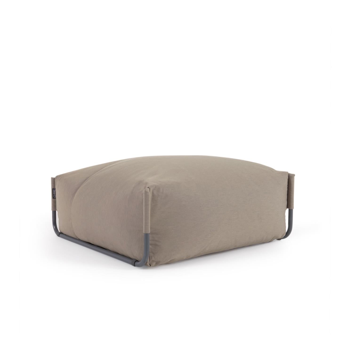 Square modular 100% outdoor sofa pouffe in green with black aluminium, 101 x 101 cm - Product Image