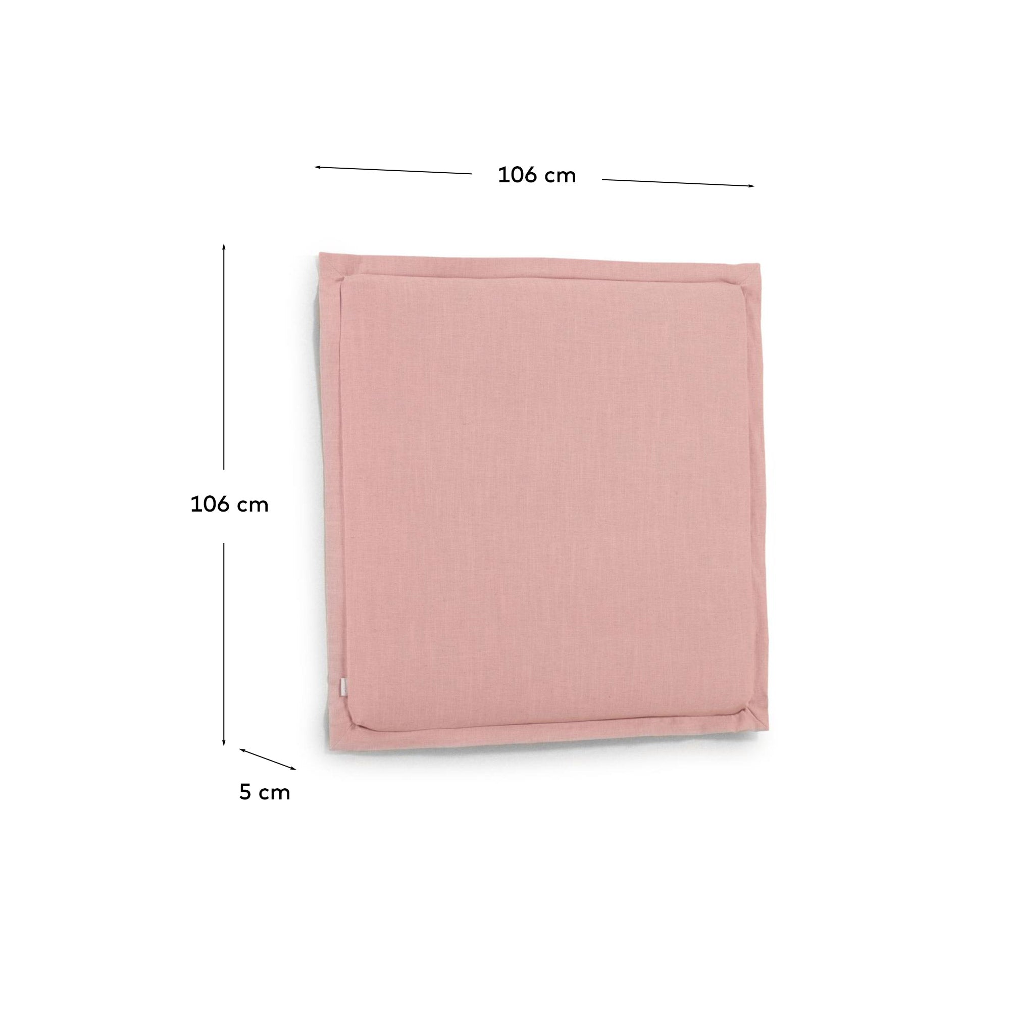 Tanit headboard with pink linen removable cover, for 90 cm beds - Measurements
