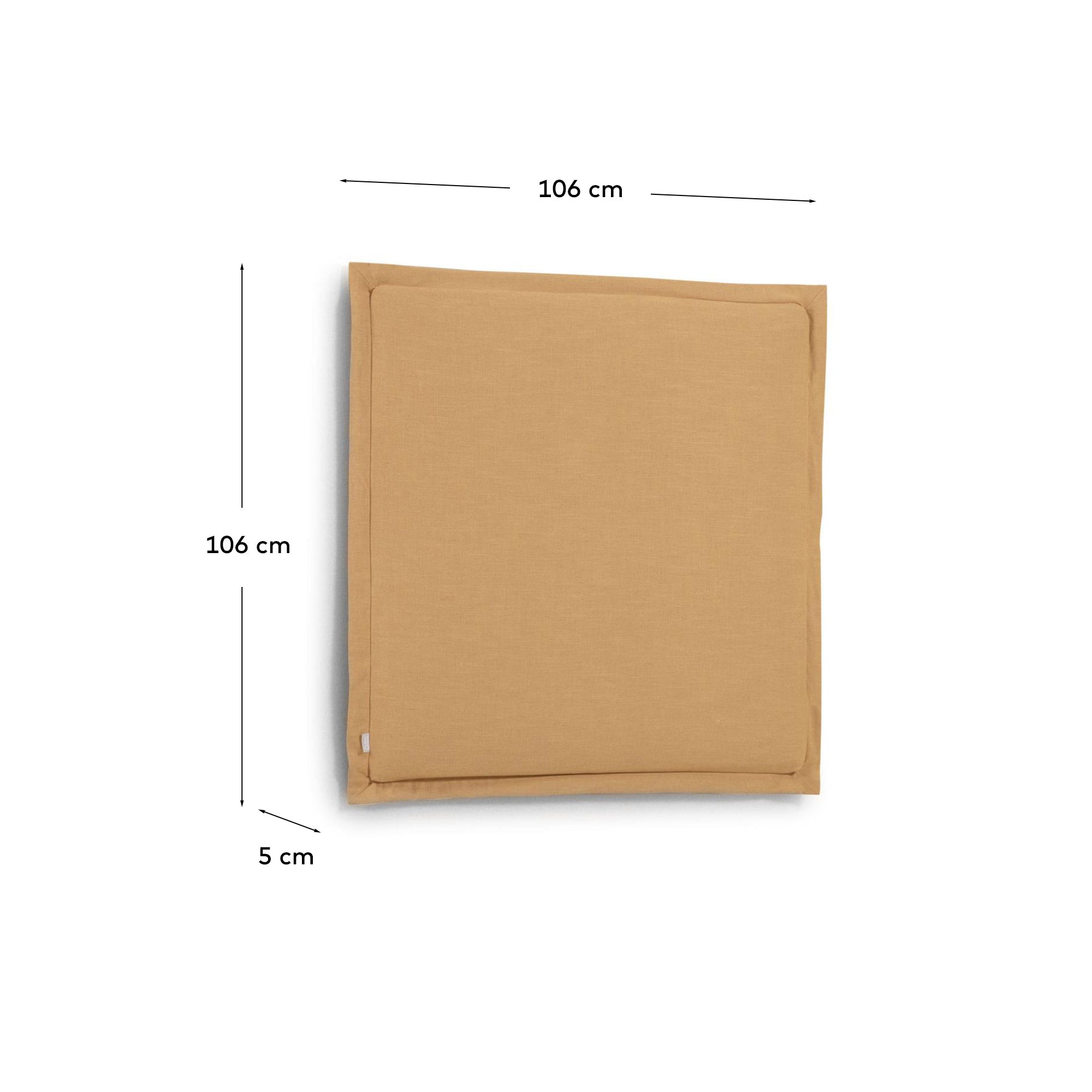 Tanit headboard with mustard linen removable cover, for 90 cm beds - Measurements